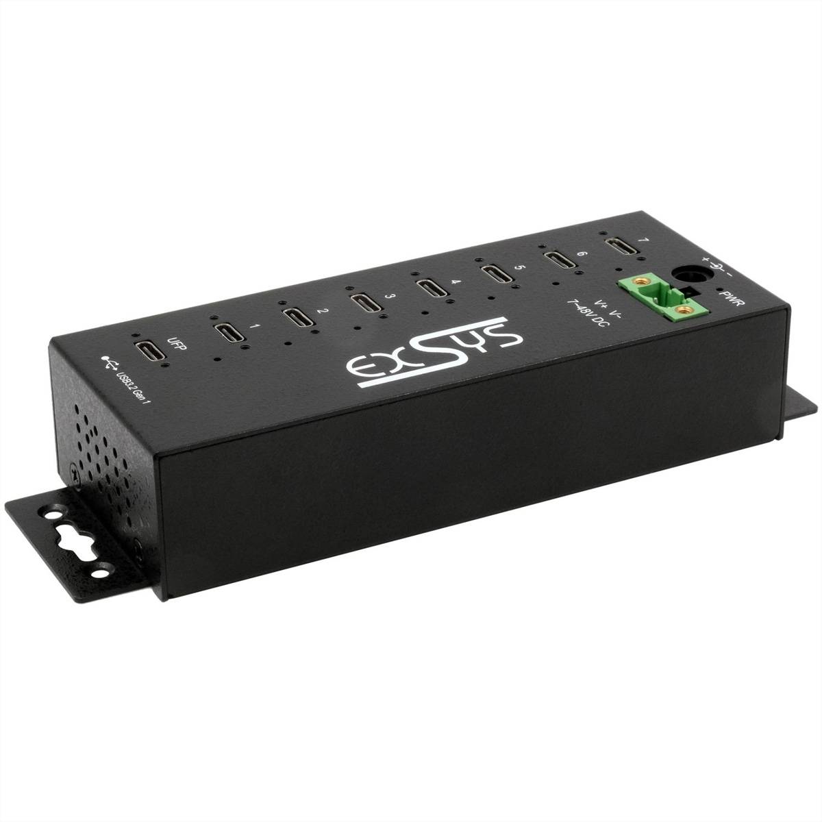 EXSYS EX-1537HMVS Managed 7-Port USB-C 3.2 Gen 1 Metall HUB mit 15KV EDS Überspannungsschutz-0