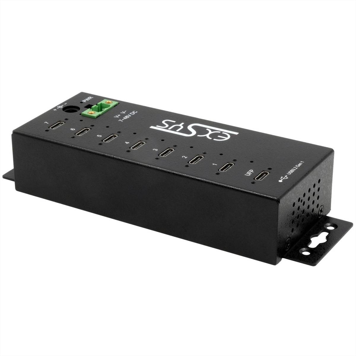 EXSYS EX-1537HMVS Managed 7-Port USB-C 3.2 Gen 1 Metall HUB mit 15KV EDS Überspannungsschutz-2