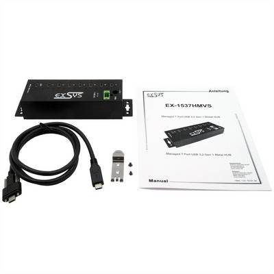 EXSYS EX-1537HMVS Managed 7-Port USB-C 3.2 Gen 1 Metall HUB mit 15KV EDS Überspannungsschutz-4