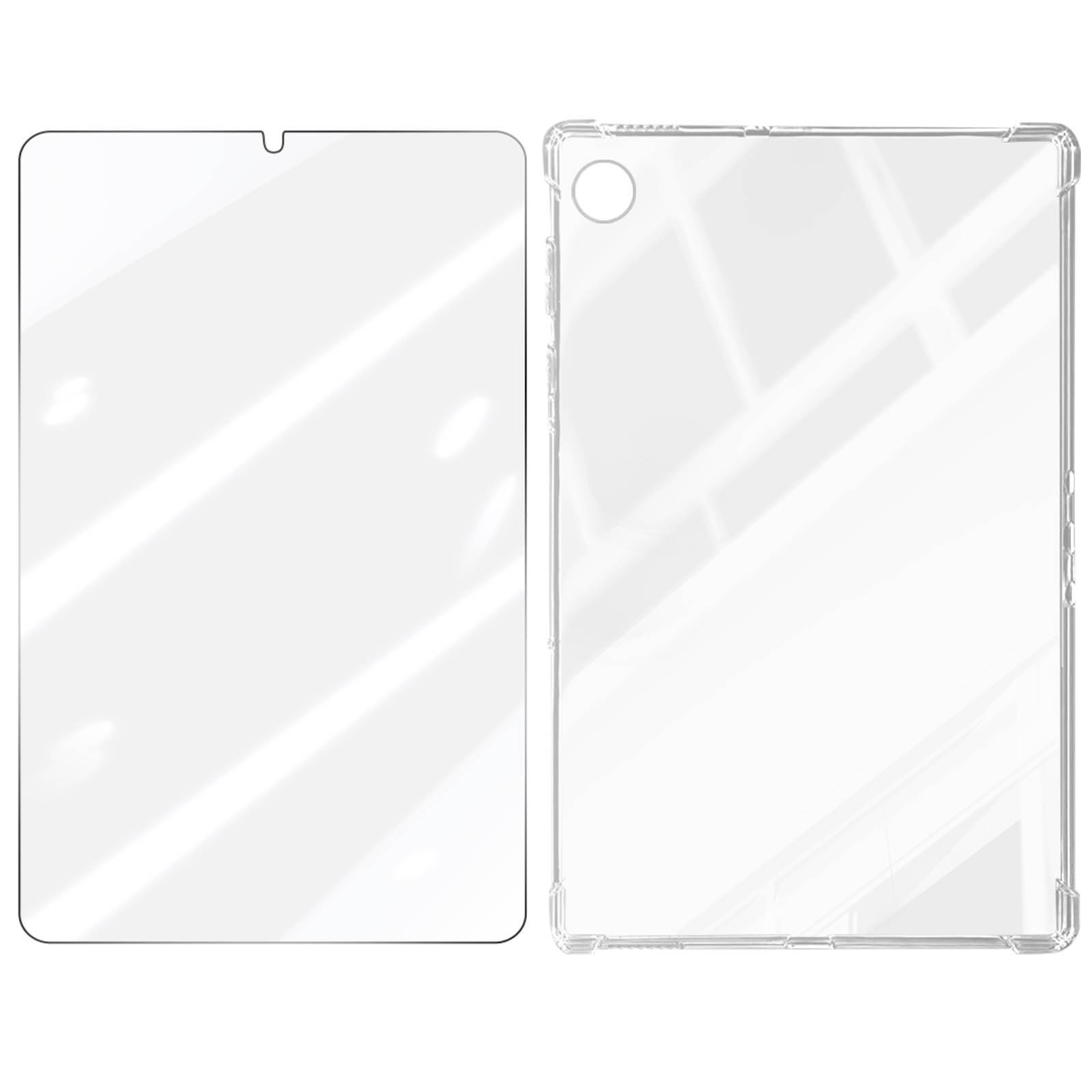 Hülle Samsung Galaxy Tab A9 Plus Silikon Stoßfest und 9H Glas-Folie Transparent Transparent-1