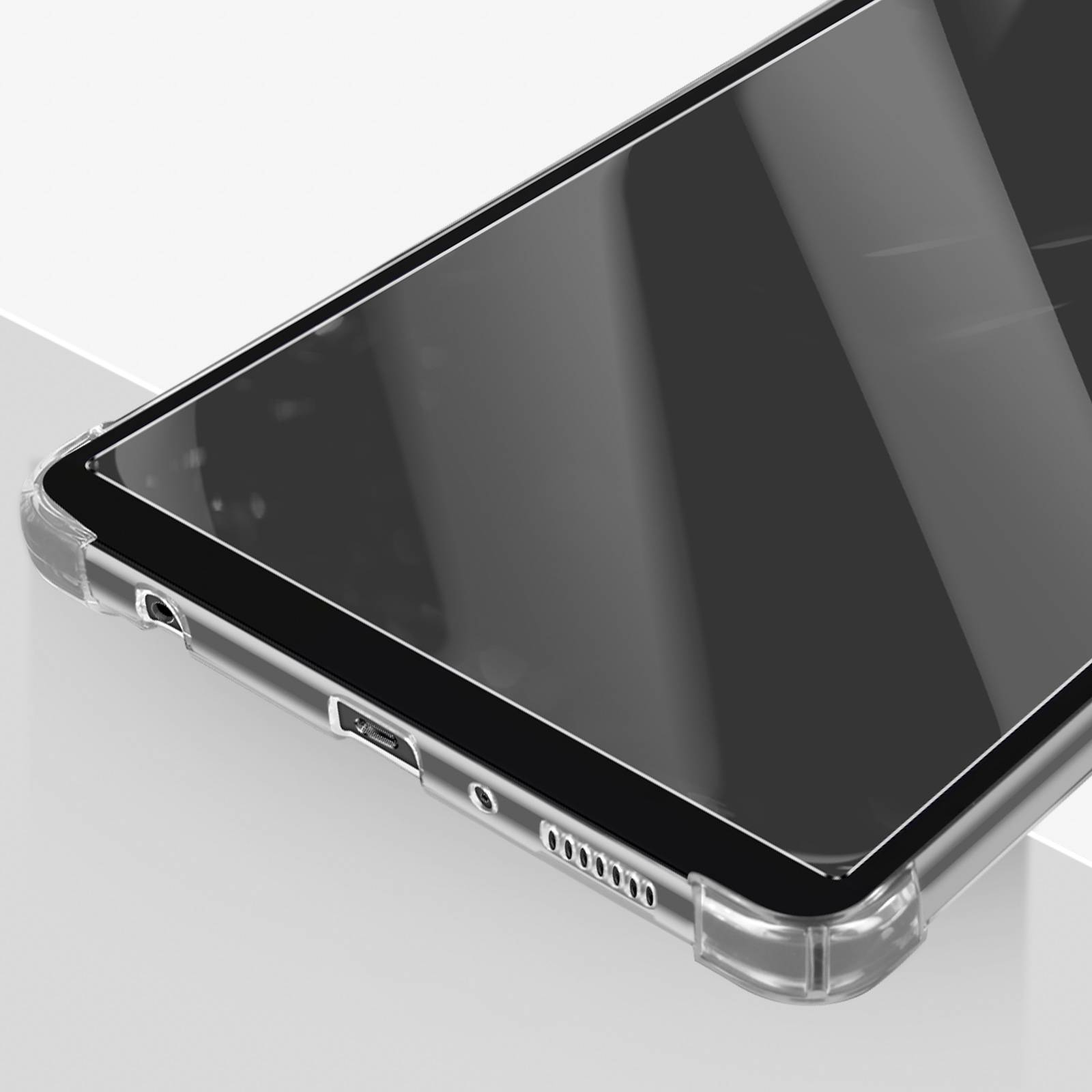 Hülle Samsung Galaxy Tab A9 Plus Silikon Stoßfest und 9H Glas-Folie Transparent Transparent-4