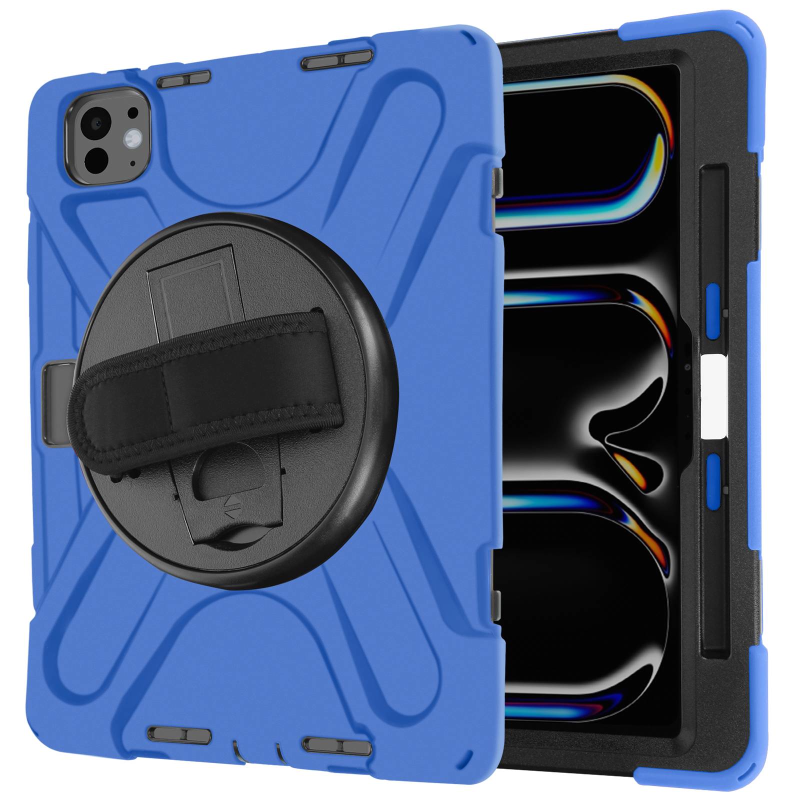 Schutzhülle für iPad Pro 11 2024 / M5 2025 mit Griffhalter und Trageriemen Blau