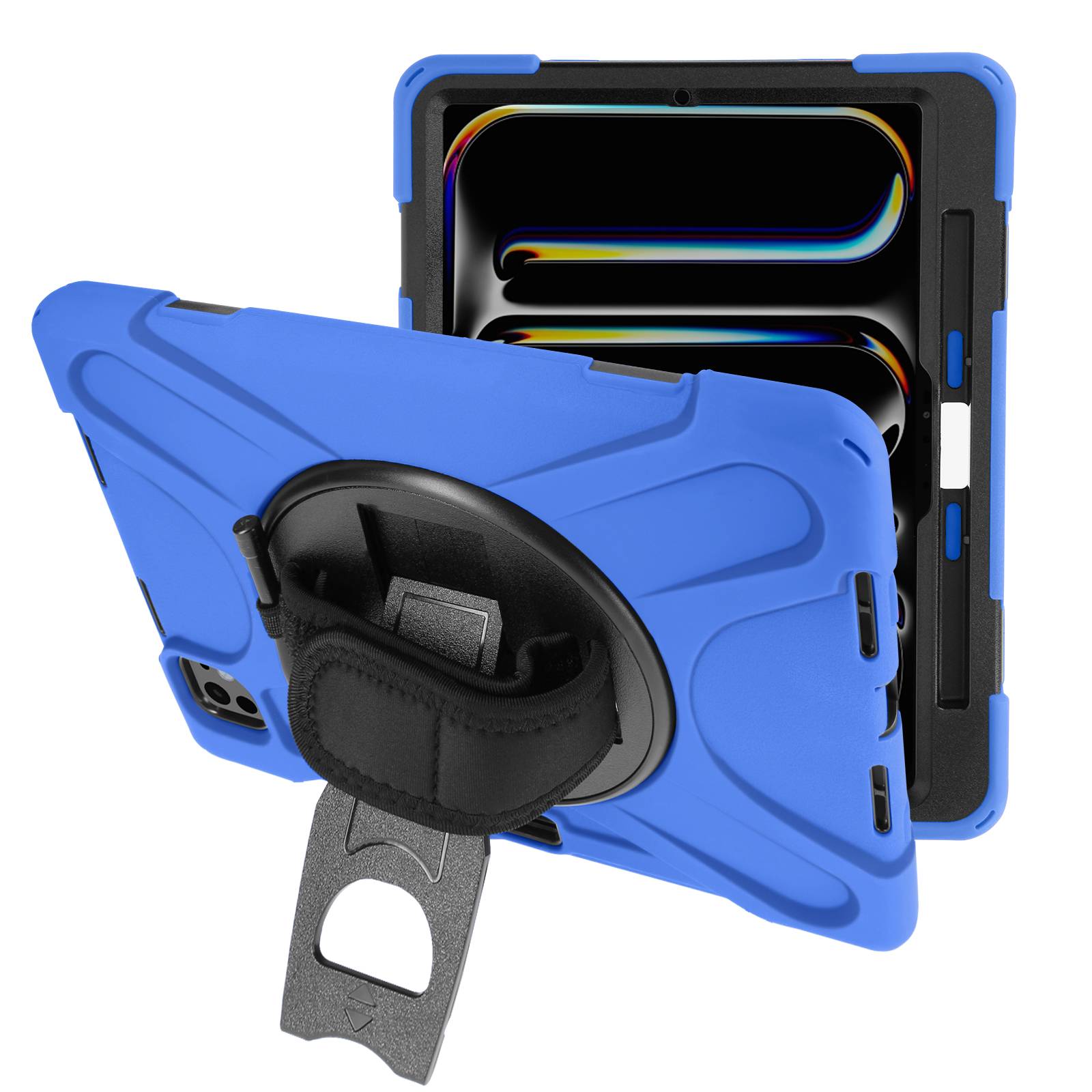 Schutzhülle für iPad Pro 11 2024 / M5 2025 mit Griffhalter und Trageriemen Blau-1