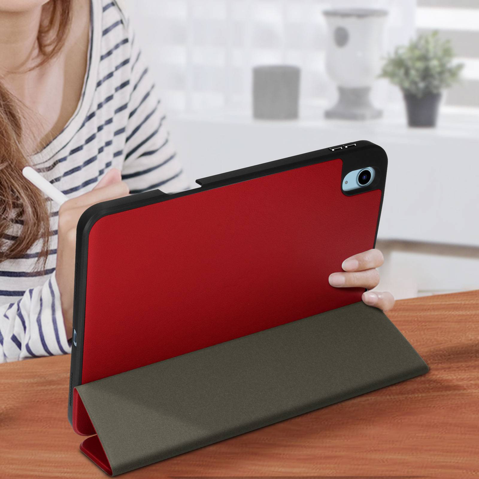 Klapphülle für iPad 10.9 2022 / 11 2025 Standcase Betrachter / Tippen Rot-2