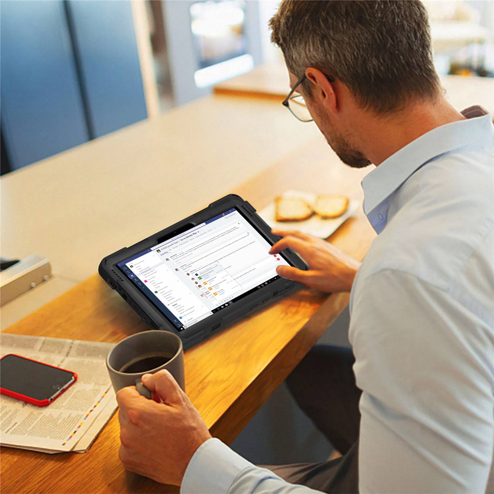 Microsoft Surface Go 10.1 / Go 2 stoßfeste Hybrid Hülle Griff /Ständer – Schwarz Schwarz-2