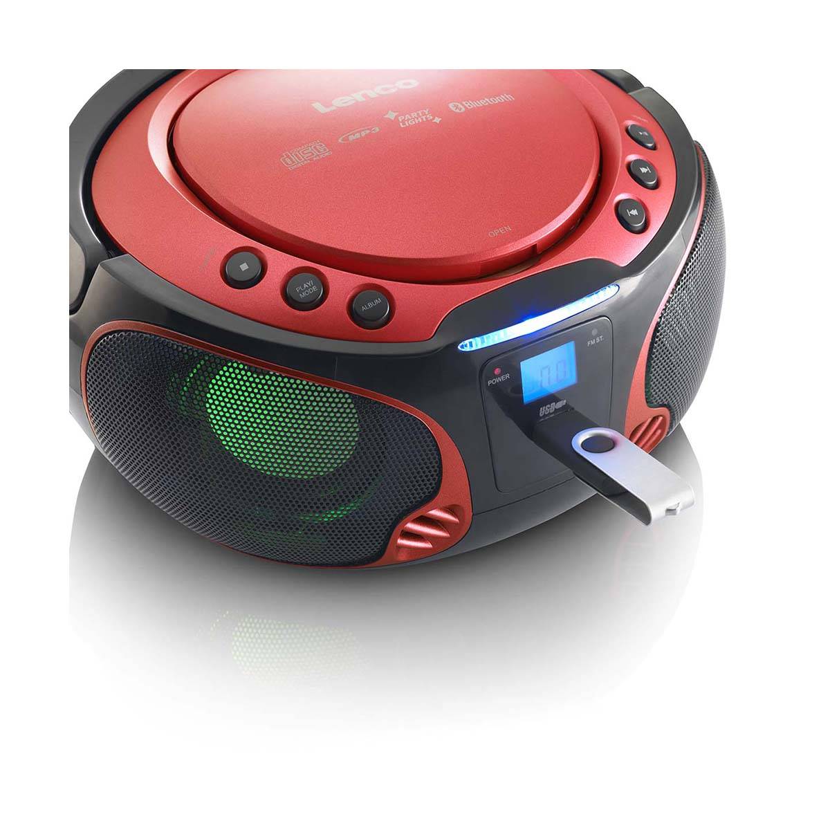 LENCO UKW-Radio CD/MP3 tragbar SCD-550 red-3