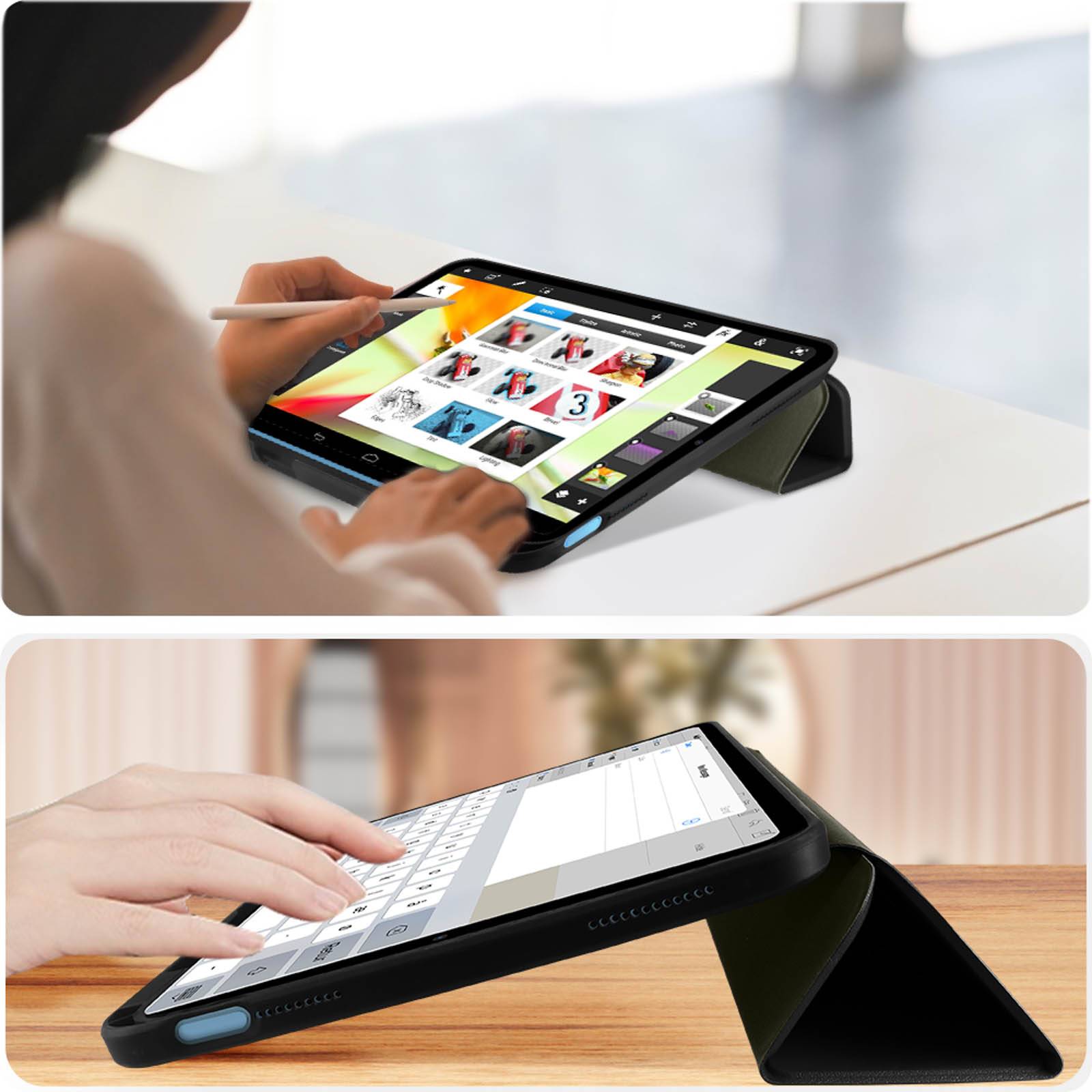 Klapphülle für iPad 10.9 2022 / 11 2025 Standcase Betrachter / Tippen Schwarz-3