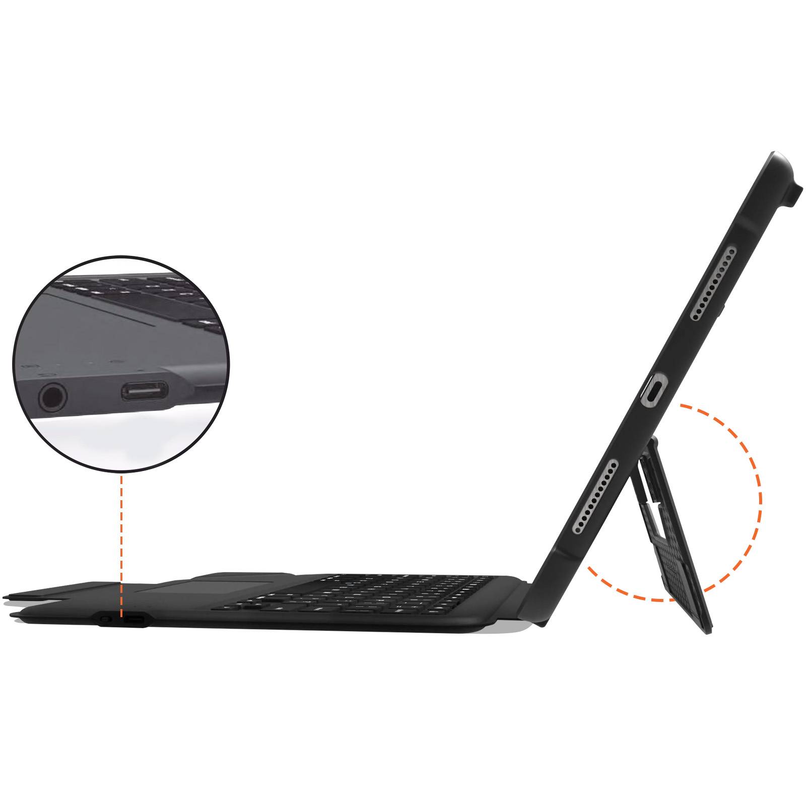 Tastaturhülle Azerty iPad 11 2025/10 2022 Touchpad Schwarz-3