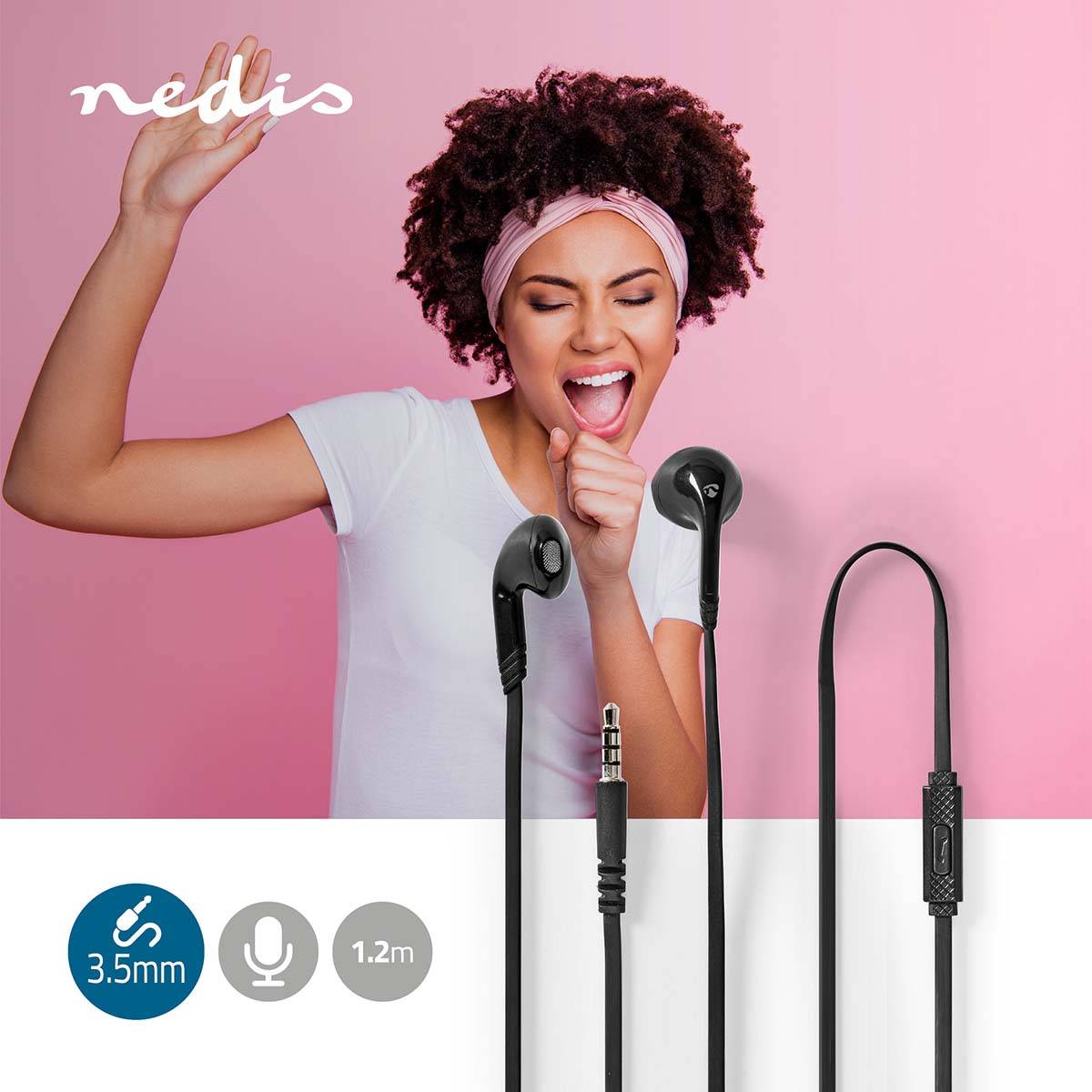 Nedis Kopfhörer HPWD2021BK-2