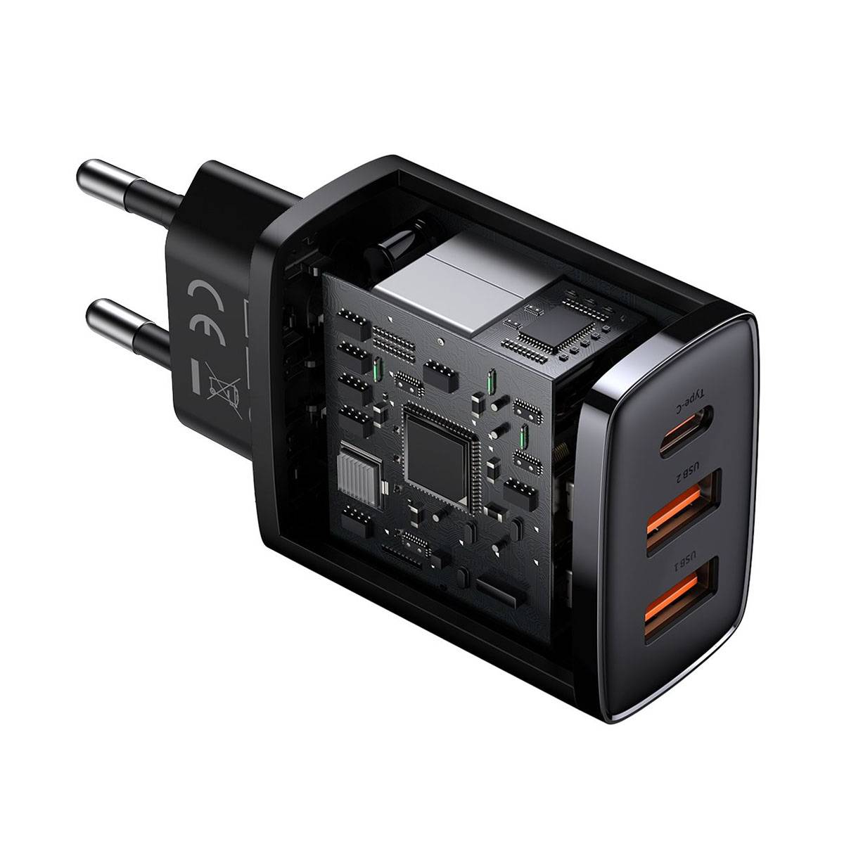 Baseus Compact Power Supply Adapter 30Watt 1xUSB-C + 2xUSB-4