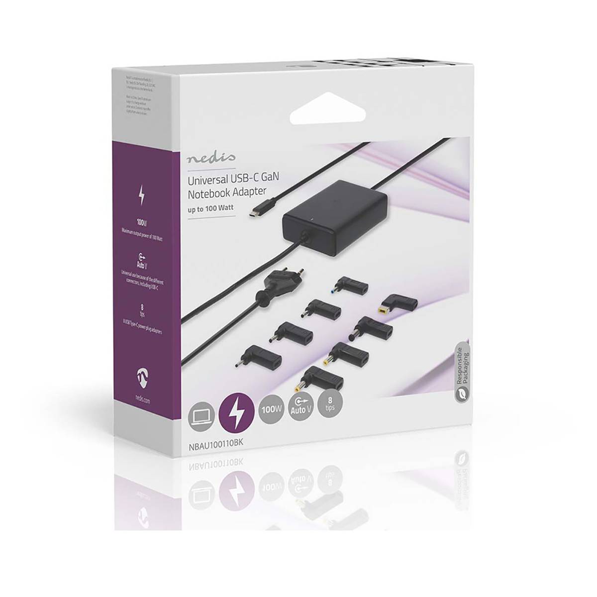 USB-C-Ladegerät 100W GaN für Laptop, Tablet, Smartphone Schwarz-3