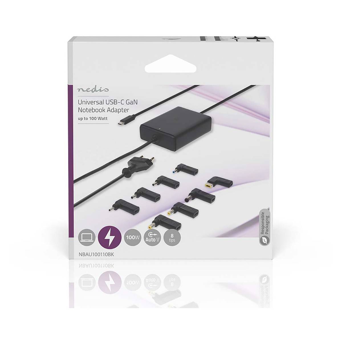 USB-C-Ladegerät 100W GaN für Laptop, Tablet, Smartphone Schwarz-4