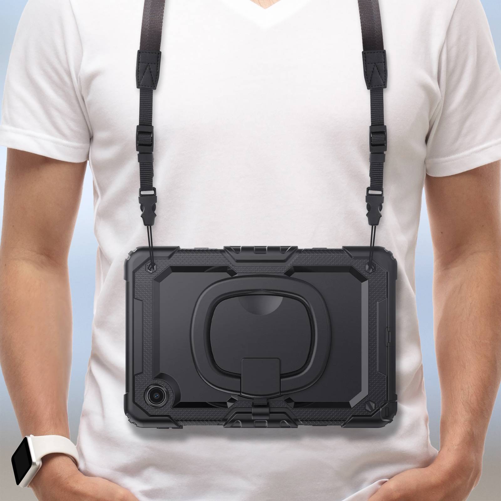 Schutzhülle für Lenovo Tab M11 Stoßfest Drehgriff + Ständer Schwarz-4