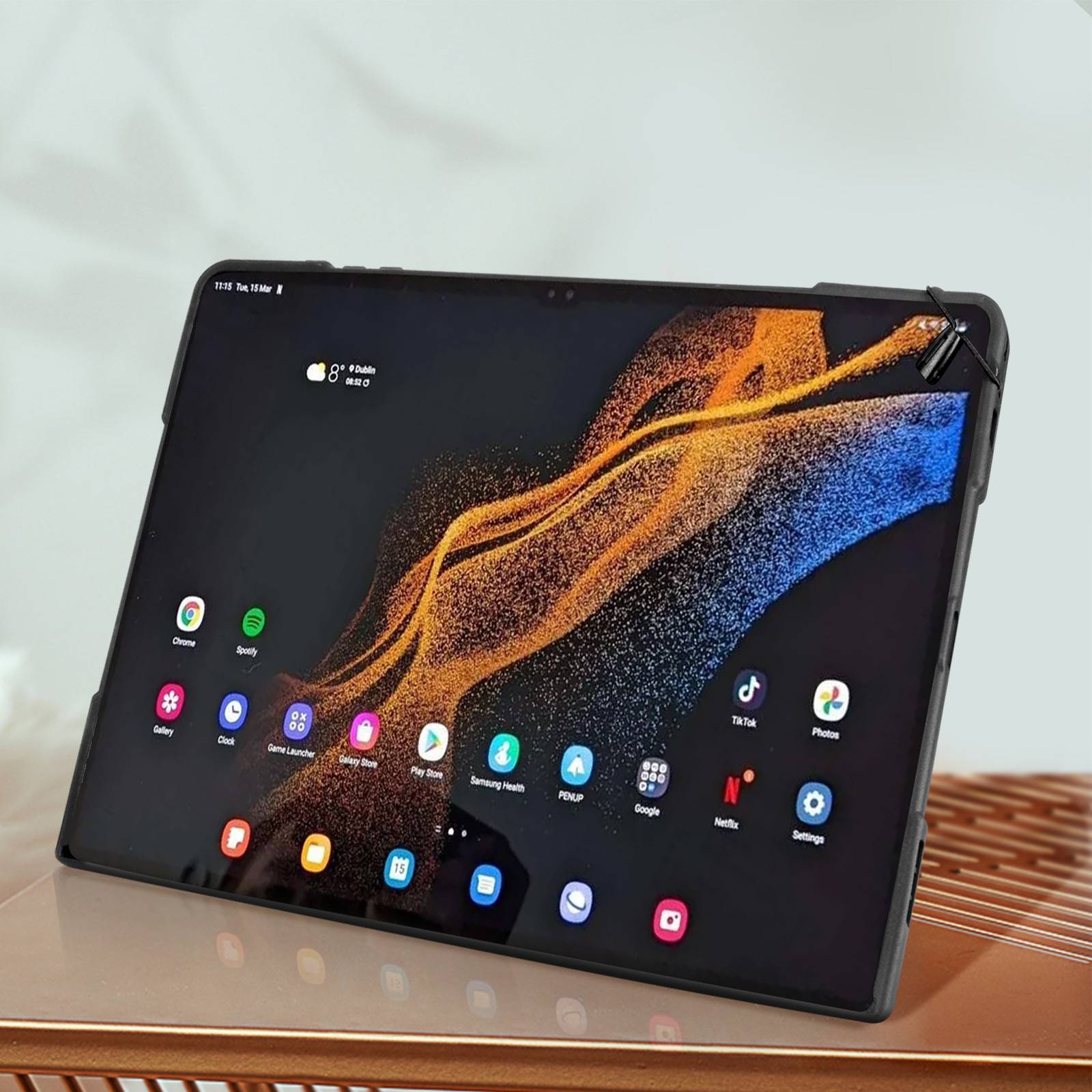 Schutzhülle Samsung Galaxy Tab S8 Ultra / S9 Ultra Seitenständer Griff Schwarz Schwarz-2