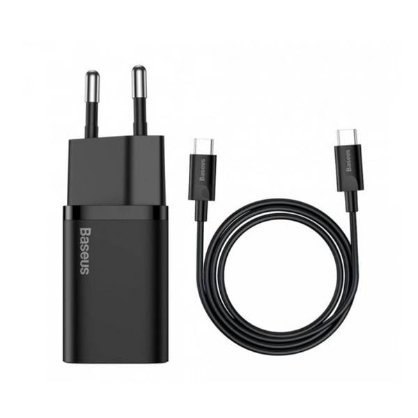 Baseus Super Si Schnellladegerät 1C 25W mit USB-C Kabel für USB-C 1m (schwarz)