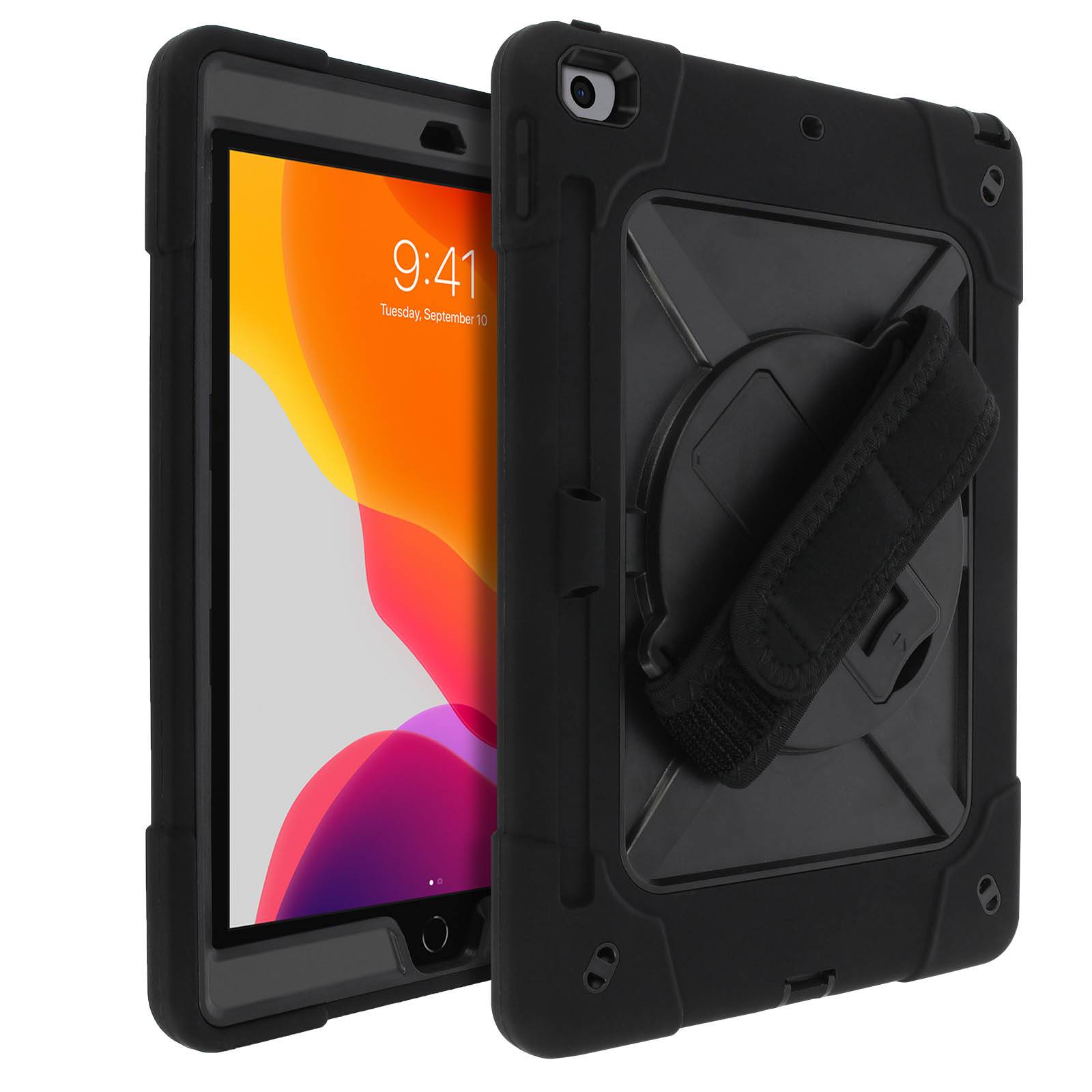 iPad 9 2021, 8 2020 und 7 2019 Hybrid-Hülle mit Griff und Ständer - Schwarz Schwarz-0