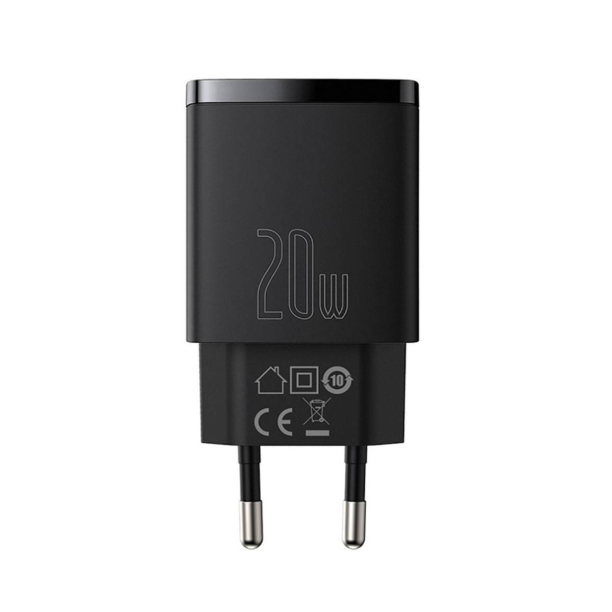 Compact mains charger 1x USB-A port + 1x USB-C 20W (Black) Kabel & Adapter-0