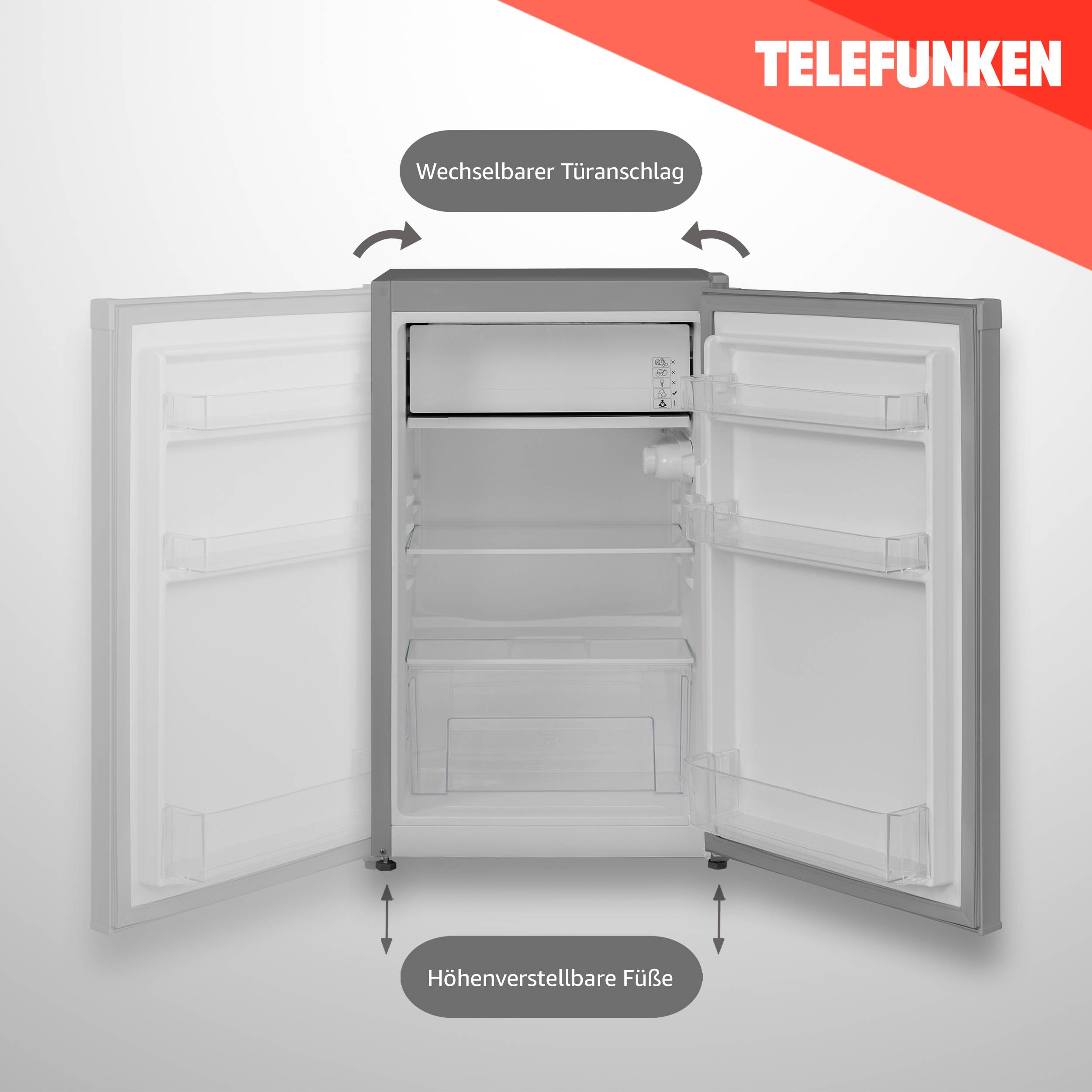 Telefunken Kühlschrank mit Gefrierfach (nur für Eiswürfel) | 89 Liter | klein und freistehend | CF-33-101-S2 silber-2