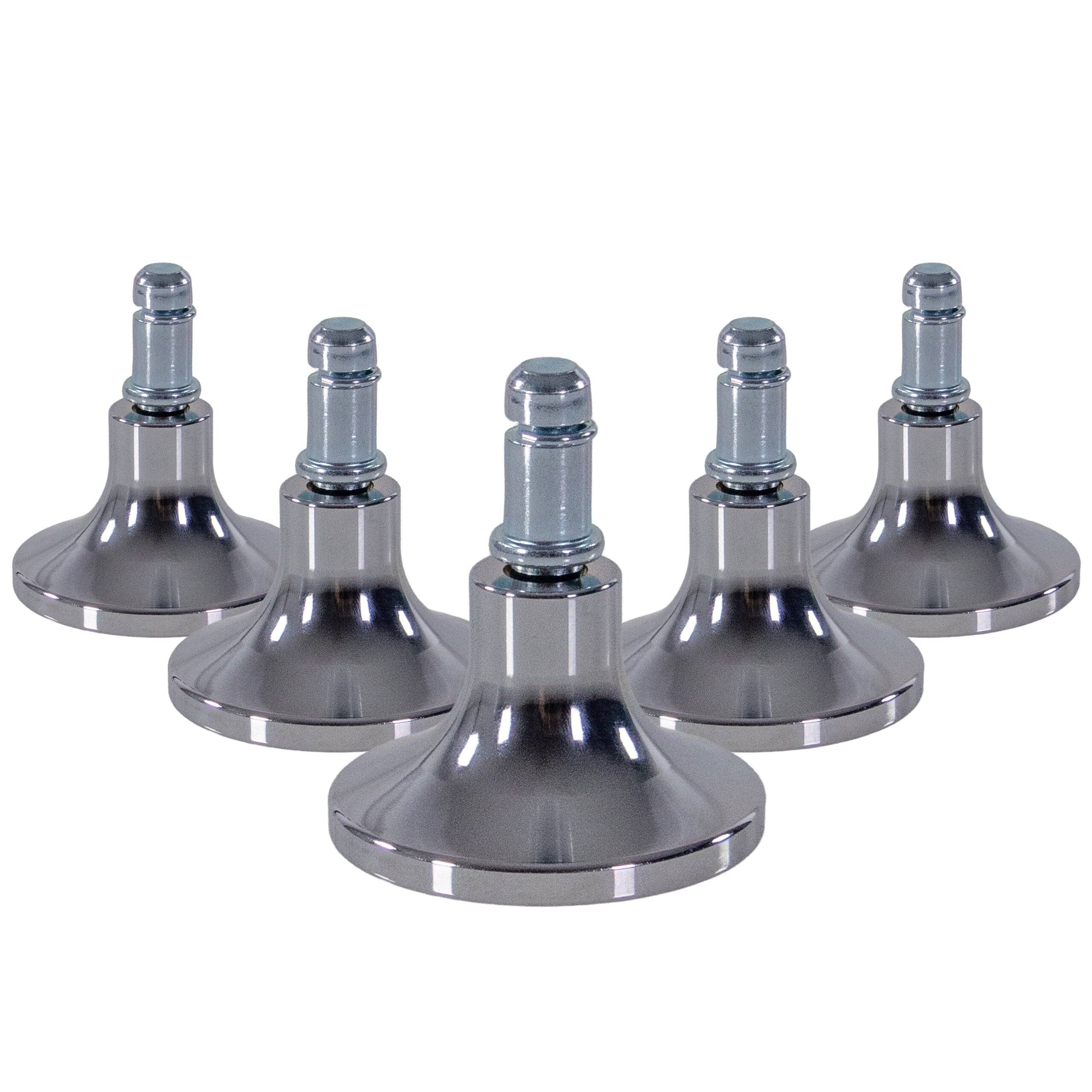 5x Bodengleiter Stand C Stift 11mm 65mm Standfüße (5er Pack) Alu verchromt silber hjh OFFICE-0