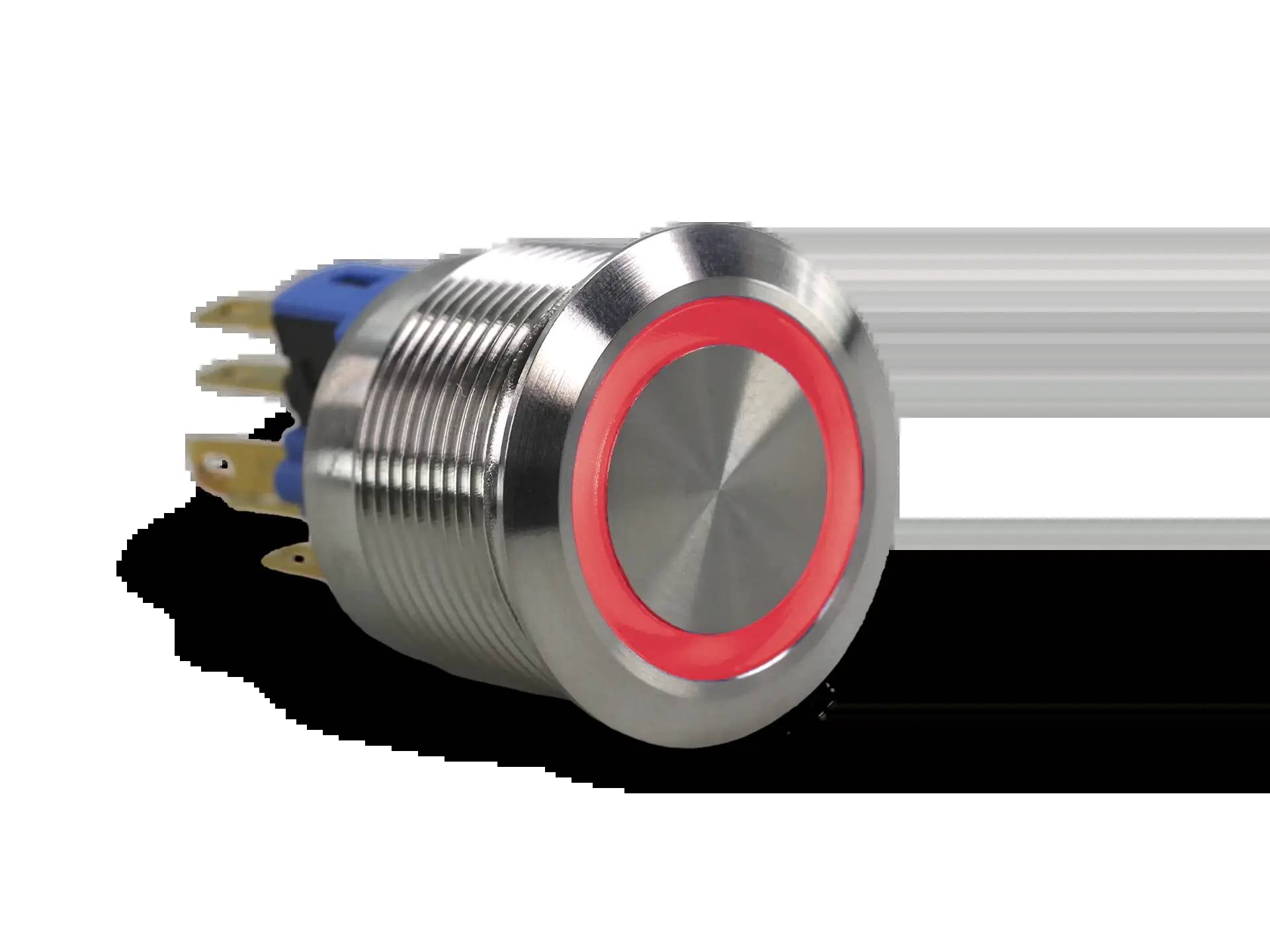 CMI35 22mm Edelstahl Taster Flach, Ringbeleuchtung Rot CMI35/V2/F/R/RD/24/M/S/28