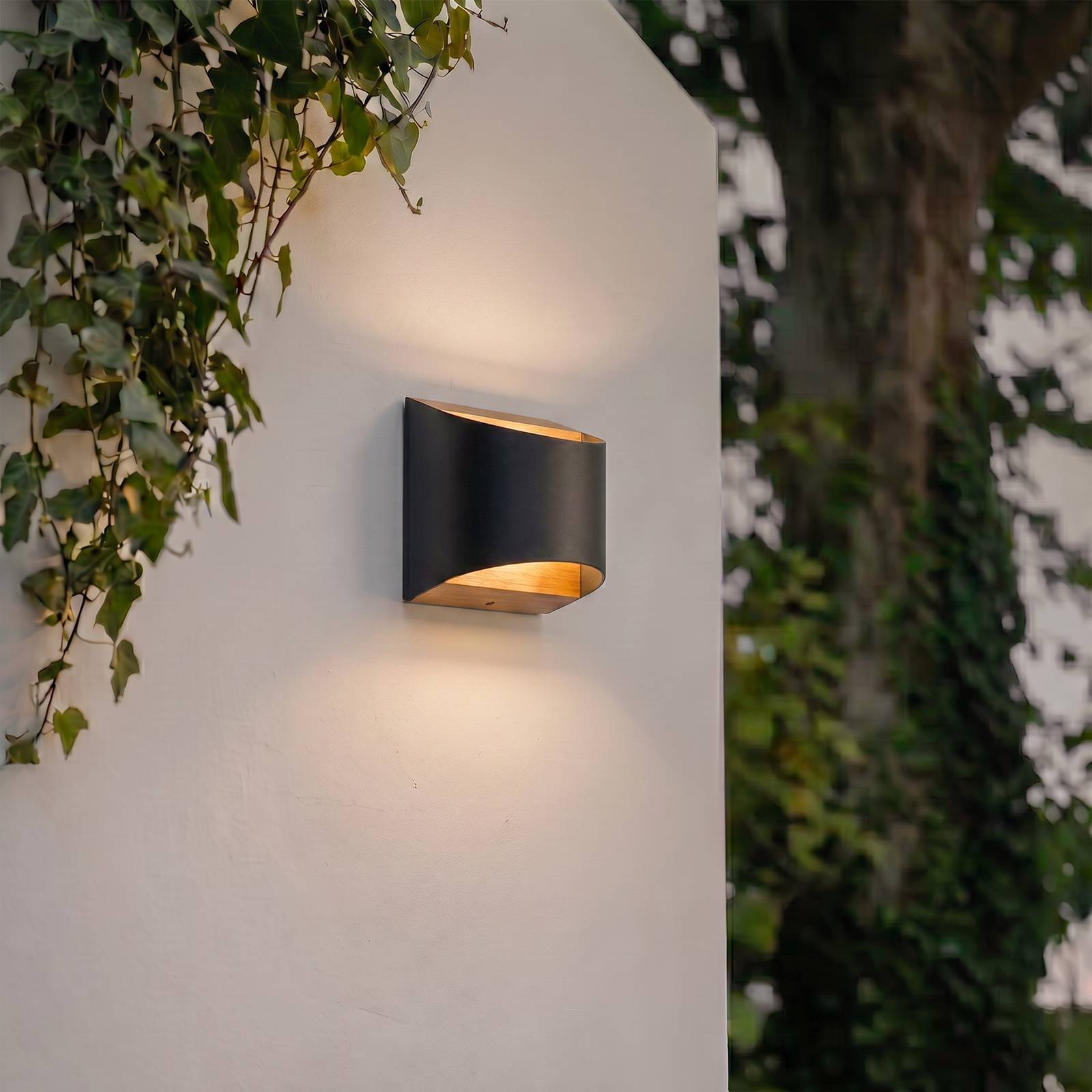 Lindby LED Wandleuchte außen 'Lenore' in schwarz aus Aluminium-2