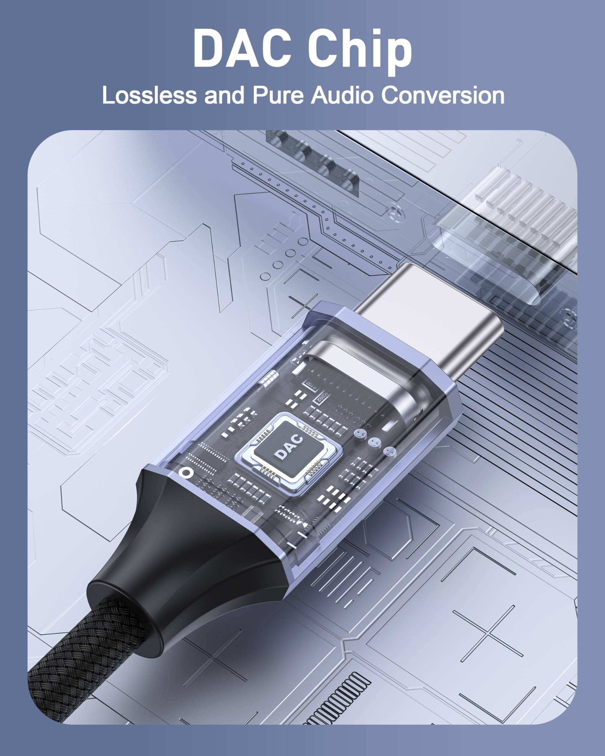 BENFEI USB Typ C auf 3.5mm Kopfhörer Jack Adapter, Audio USB C auf Aux Dongle Kabel mit DAC Chip-2