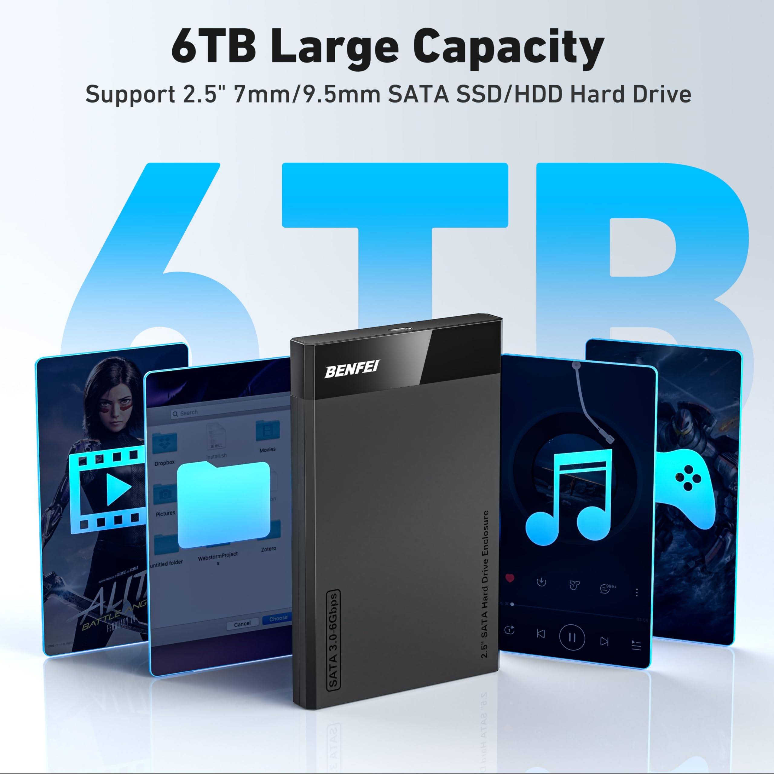 BENFEI Festplattengehäuse 2,5 Zoll, SATA III auf USB bis zu 6 Gbps, für SSD und HDD ( Optimiert für SSD)-2