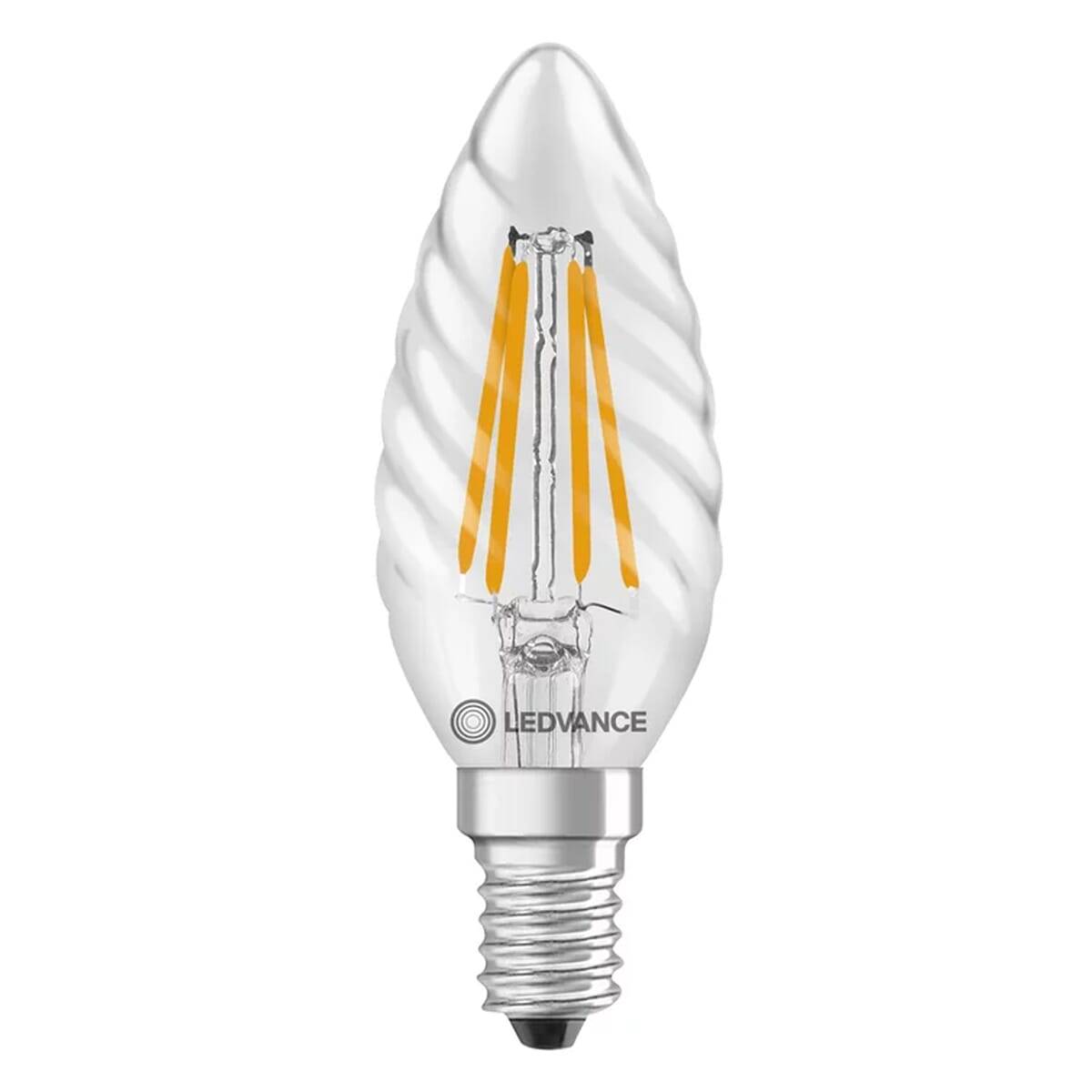 LEDV LED Kerze 3.4-40W/827 gedreht E14 Filament klar 300°EEK D-0