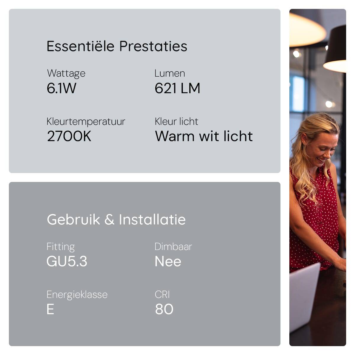 LEDV LED Reflektor 6,1-50W/827 MR16 12V GU5,3 36° 15000h EEK E Leuchtmittel LED LED-3