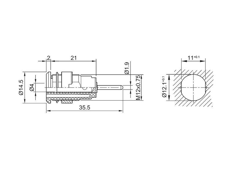 Stäubli SLB4-R Sicherheits-Einbaubuchse 4 mm braun vergoldet mit Anschlusspin-2