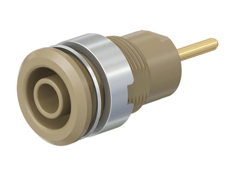 Stäubli SLB4-R Sicherheits-Einbaubuchse 4 mm braun vergoldet mit Anschlusspin-0