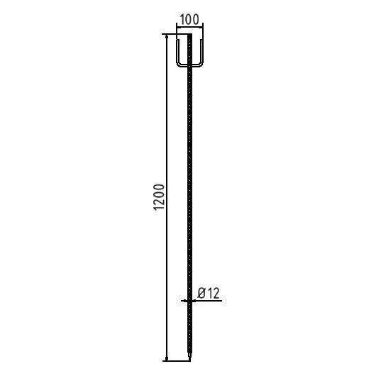 Absperrleinenhalter, Einschlagstab mit U-Bügel, Stahl, Ø 12 mm, Länge 1,25 m-2