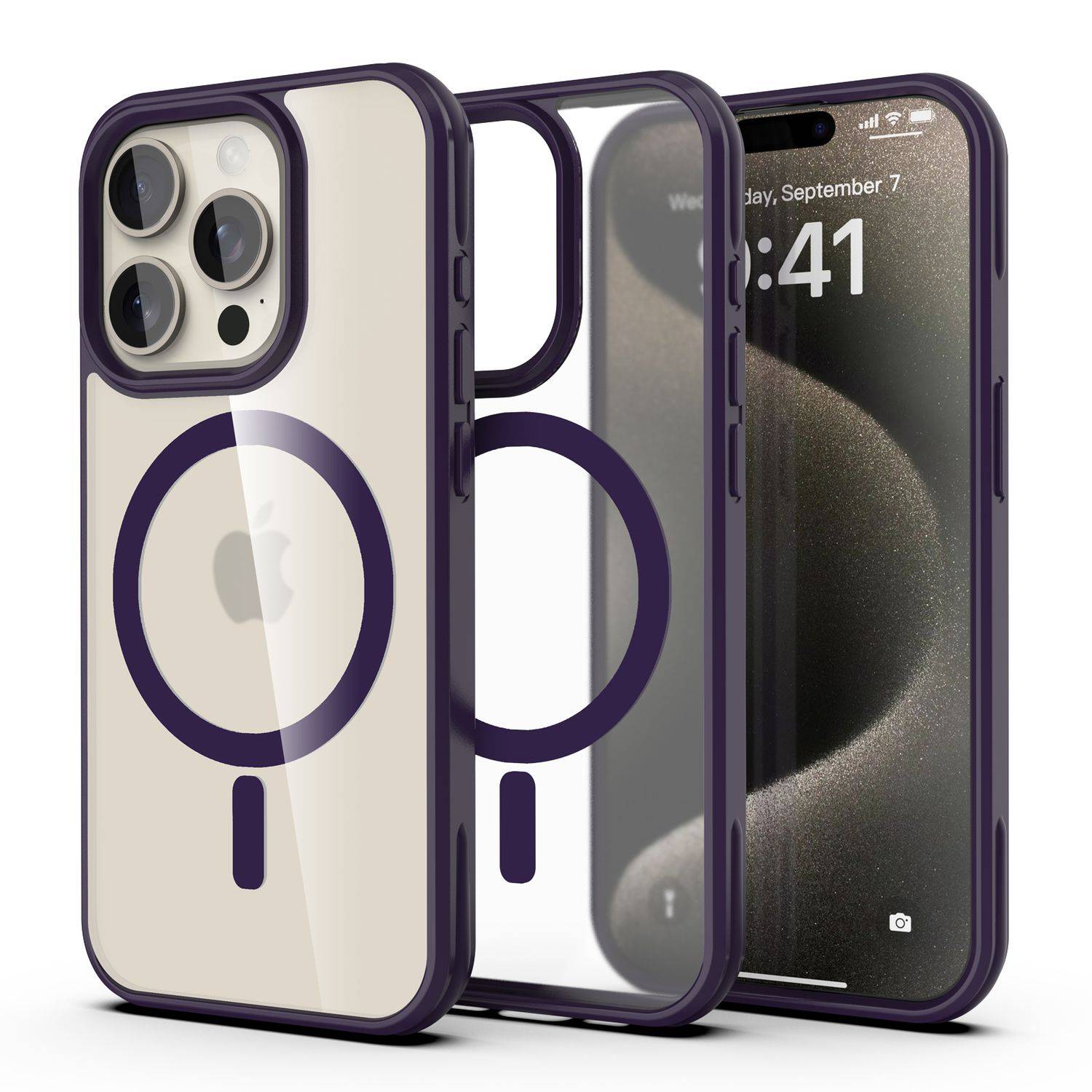 Cadorabo Hülle für Apple iPhone 15 PRO MAX Schutzhülle in Lila kompatibel mit MagSafe Handyhülle Matte Rückseite-2