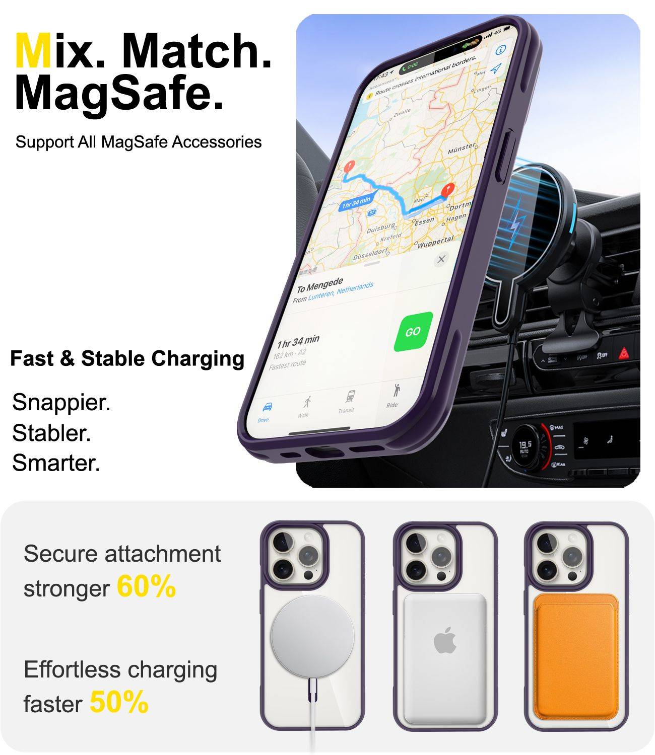 Cadorabo Hülle für Apple iPhone 15 PRO MAX Schutzhülle in Lila kompatibel mit MagSafe Handyhülle Matte Rückseite-3