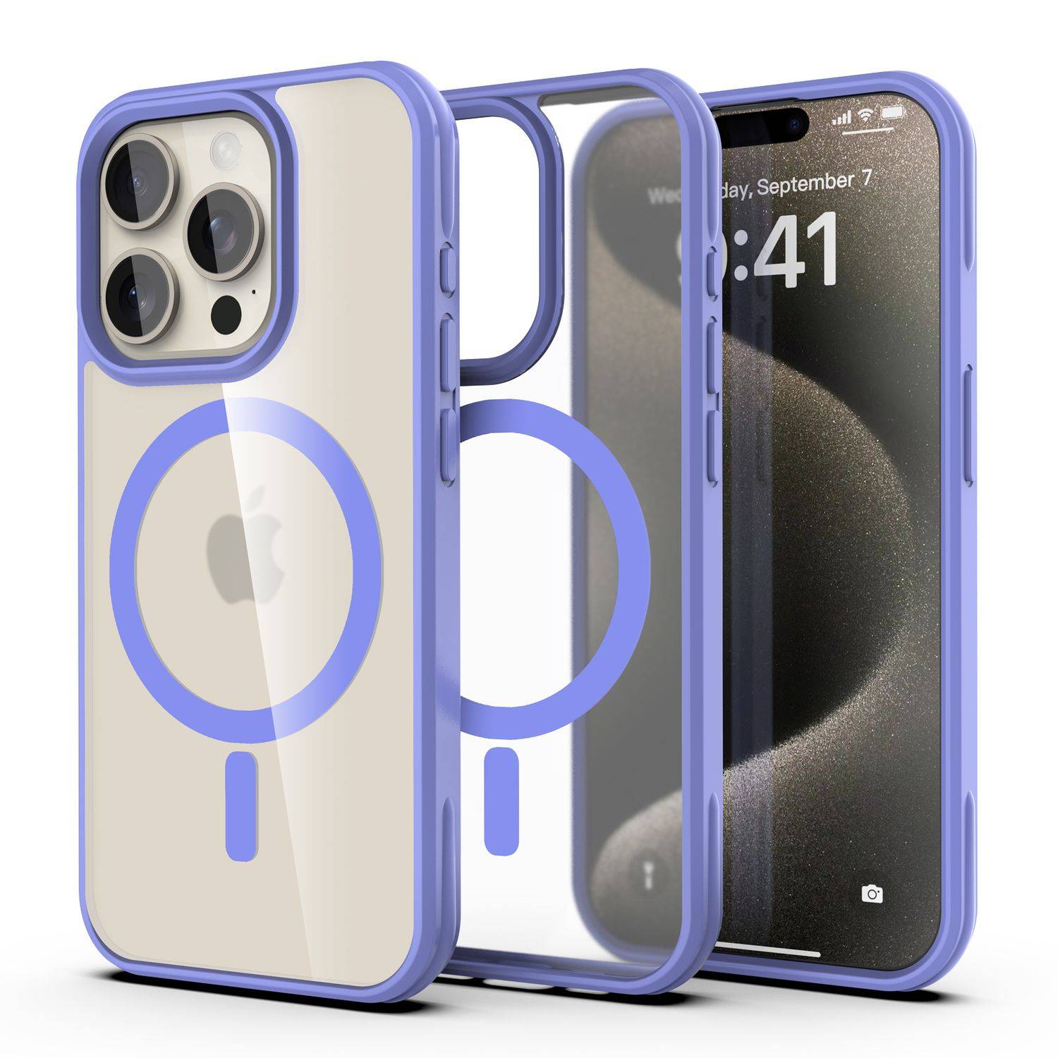 Cadorabo Hülle für Apple iPhone 15 PRO Schutzhülle in Lila kompatibel mit MagSafe Handyhülle Matte Rückseite-2