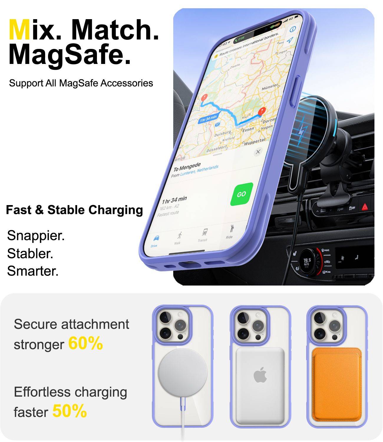 Cadorabo Hülle für Apple iPhone 15 PRO Schutzhülle in Lila kompatibel mit MagSafe Handyhülle Matte Rückseite-3