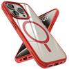Cadorabo Hülle für Apple iPhone 15 PRO MAX Schutzhülle in Rot kompatibel mit MagSafe Handyhülle Transparente Rückseite