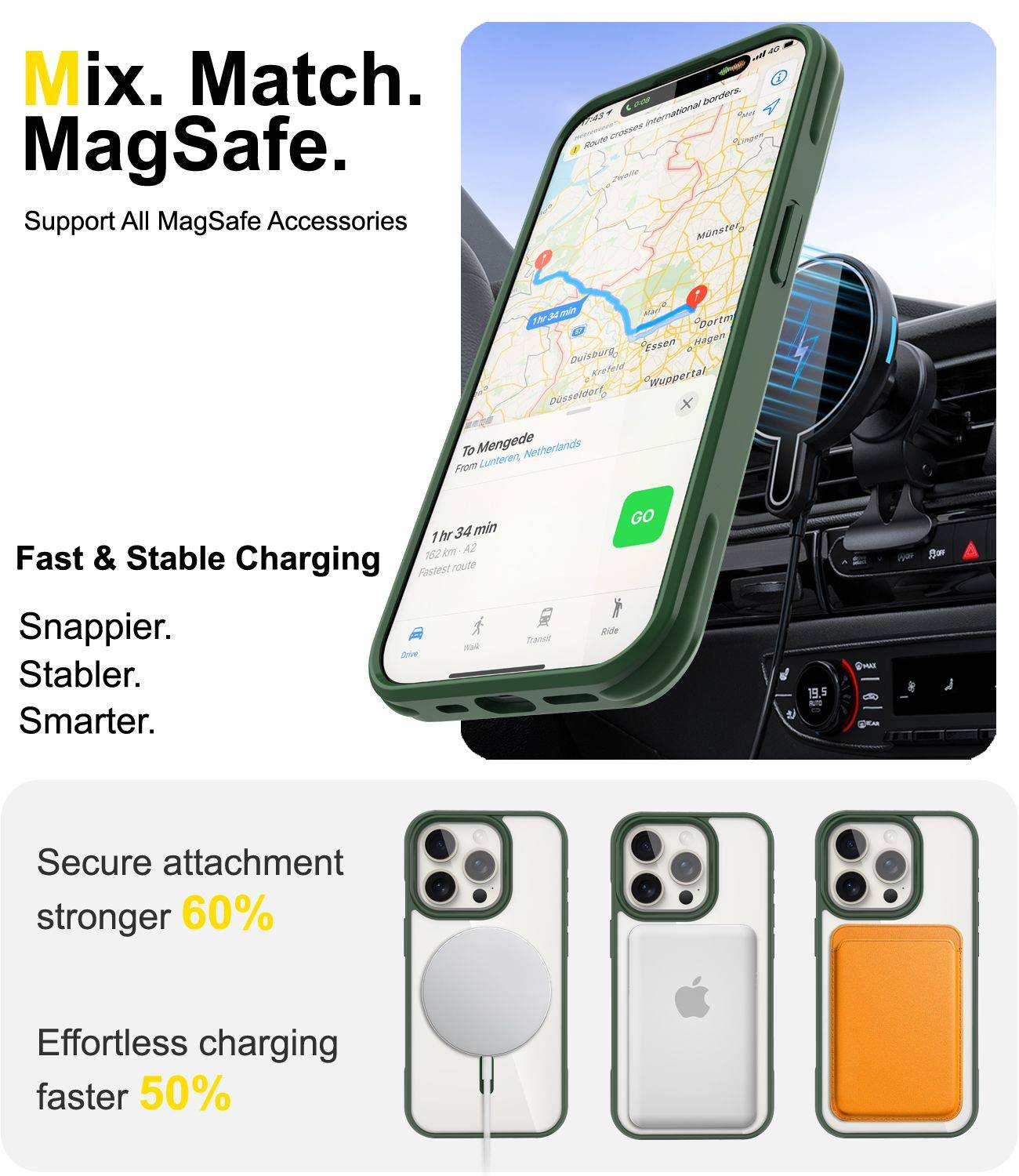 Cadorabo Hülle für Apple iPhone 15 PRO MAX Schutzhülle in Dunkelgrün kompatibel mit MagSafe Handyhülle Matte Rückseite-3