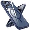 Cadorabo Hülle für Apple iPhone 15 PRO MAX Schutzhülle in Dunkelblau kompatibel mit MagSafe Handyhülle Transparente