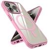 Cadorabo Hülle für Apple iPhone 15 PRO MAX Schutzhülle in Pink kompatibel mit MagSafe Handyhülle Transparente Rückseite