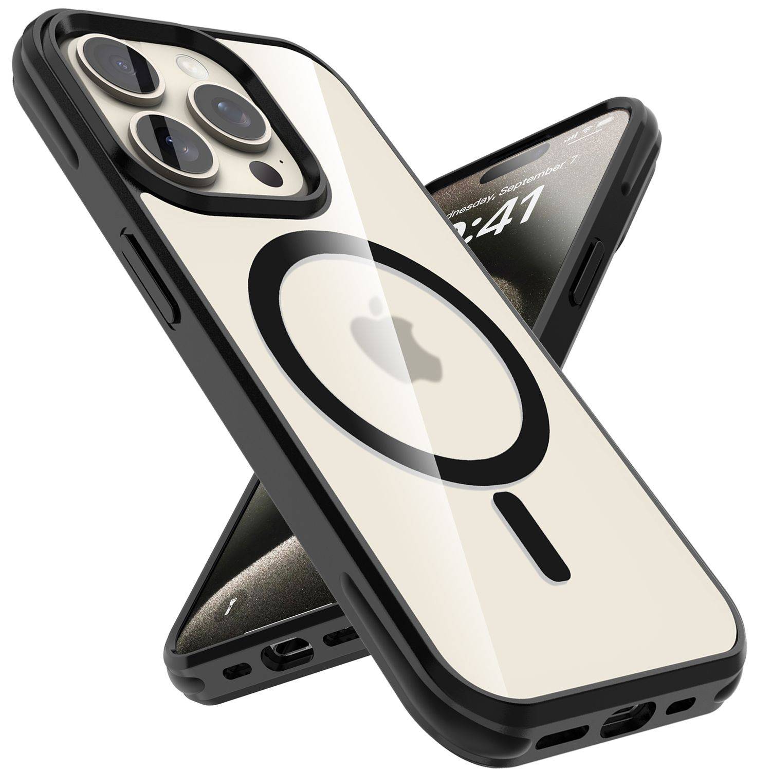 Cadorabo Hülle für Apple iPhone 15 PRO MAX Schutzhülle in Schwarz kompatibel mit MagSafe Handyhülle Matte Rückseite-0