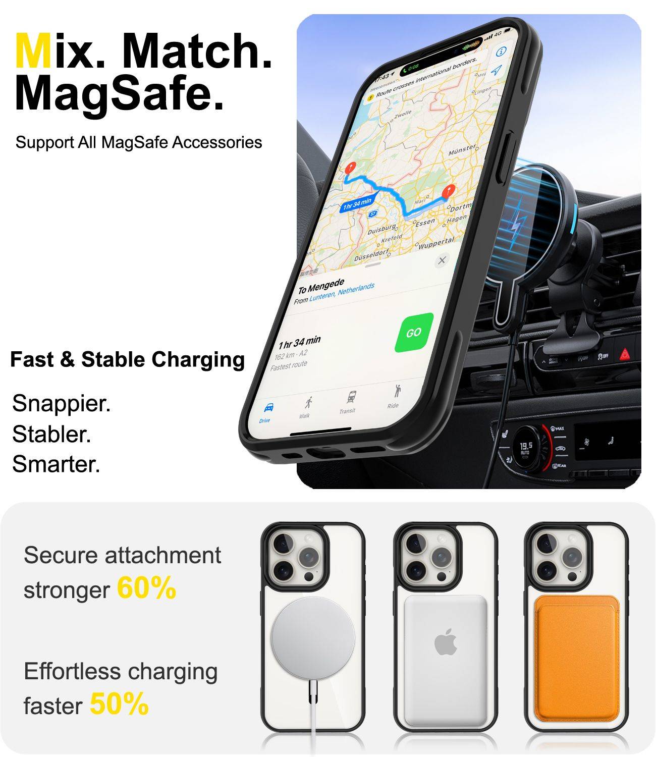 Cadorabo Hülle für Apple iPhone 15 PRO MAX Schutzhülle in Schwarz kompatibel mit MagSafe Handyhülle Matte Rückseite-3