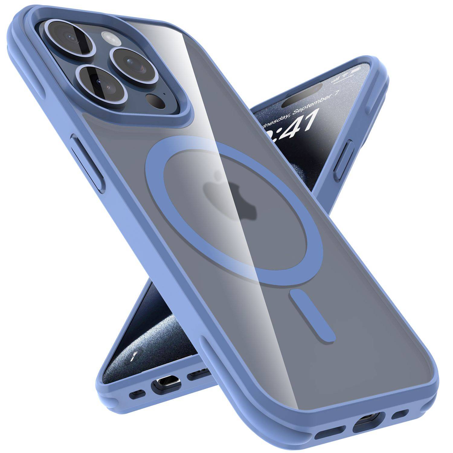 Cadorabo Hülle für Apple iPhone 15 PRO MAX Schutzhülle in Hellblau kompatibel mit MagSafe Handyhülle Matte Rückseite-0