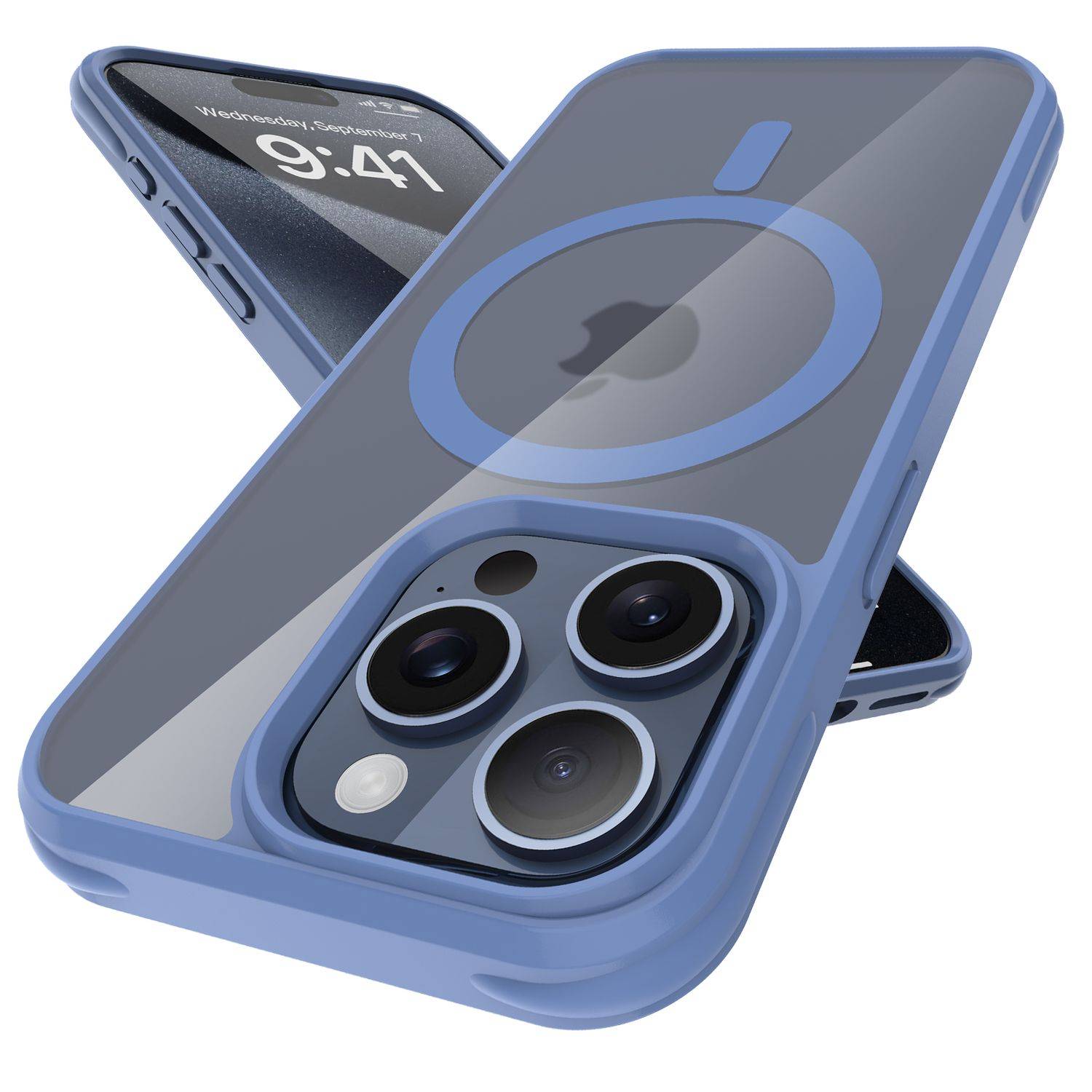 Cadorabo Hülle für Apple iPhone 15 PRO MAX Schutzhülle in Hellblau kompatibel mit MagSafe Handyhülle Matte Rückseite-1