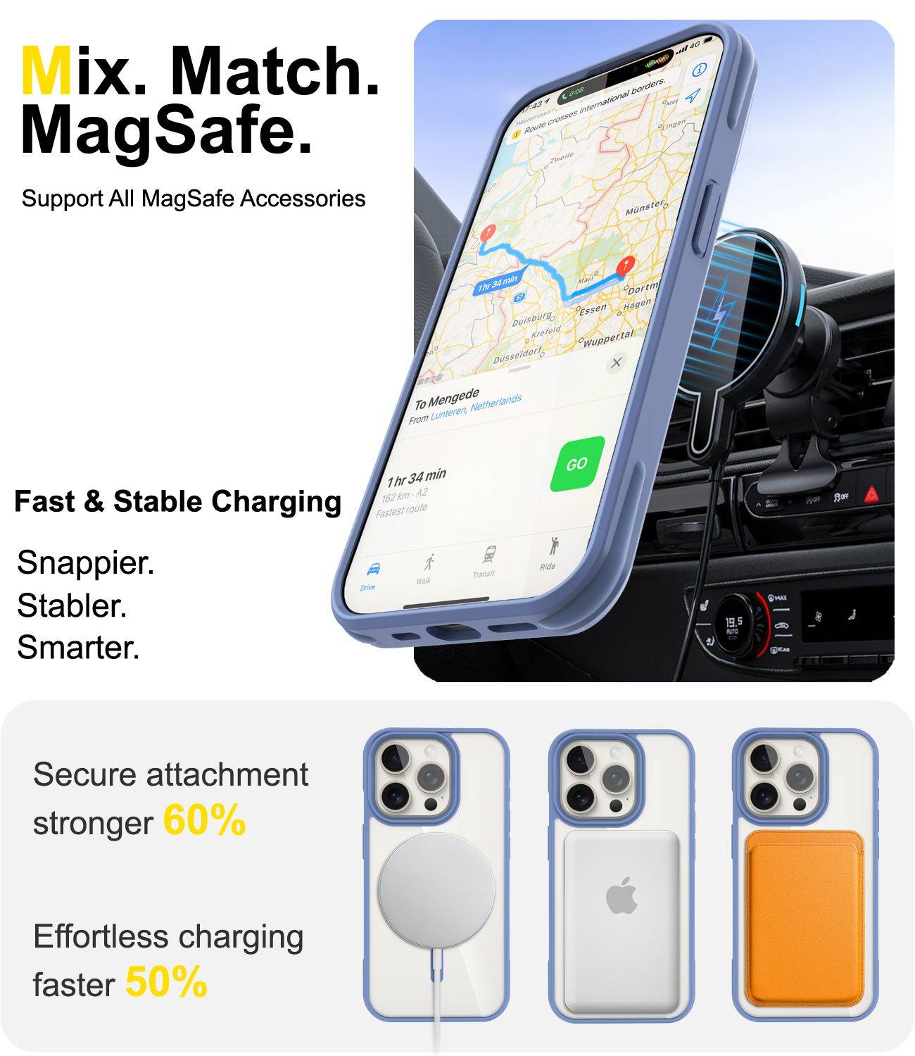Cadorabo Hülle für Apple iPhone 15 PRO MAX Schutzhülle in Hellblau kompatibel mit MagSafe Handyhülle Matte Rückseite-3