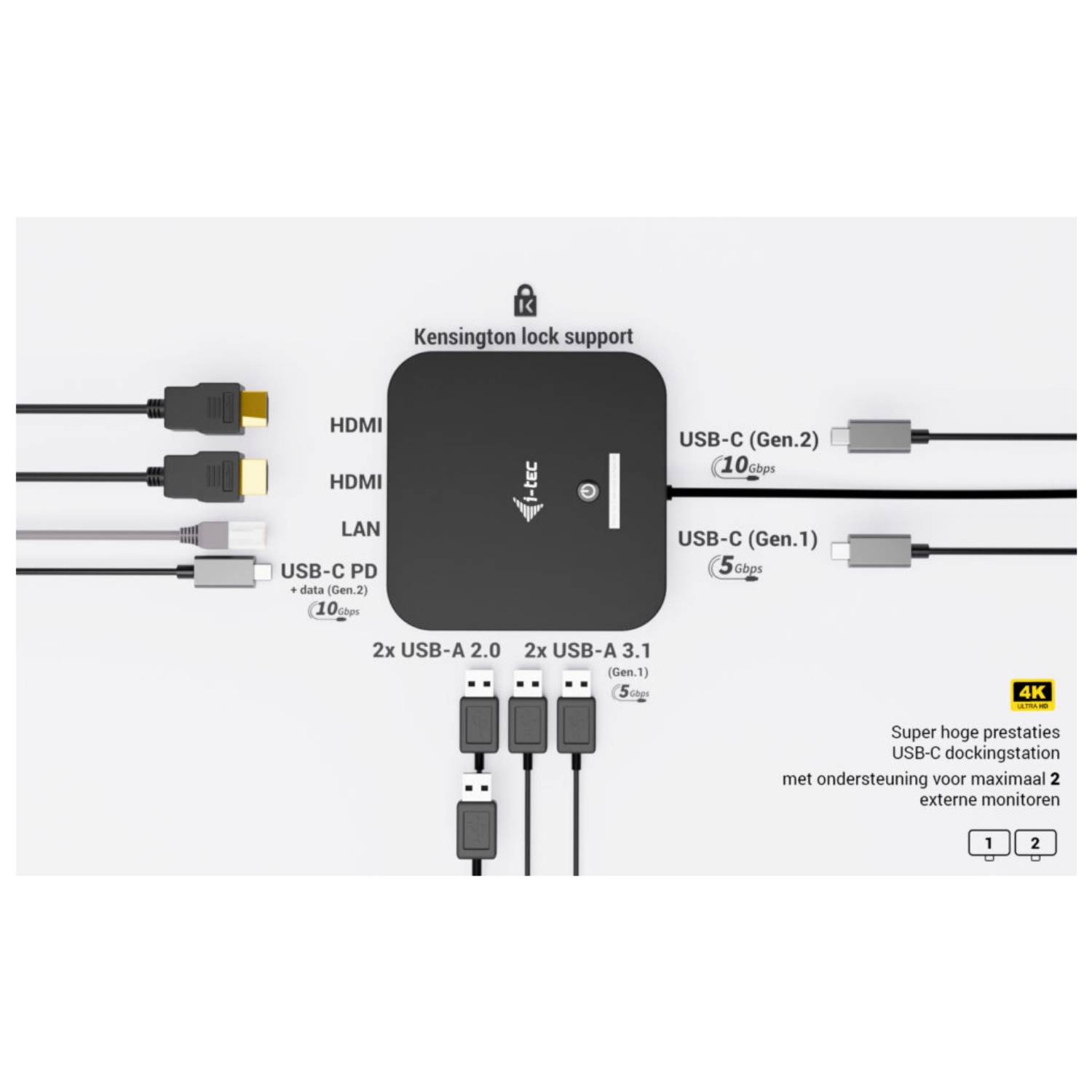 i-tec USB-C Dual HDMI Docking Station mit Power Delivery 100W, i-tec Universal Charger 100W-1