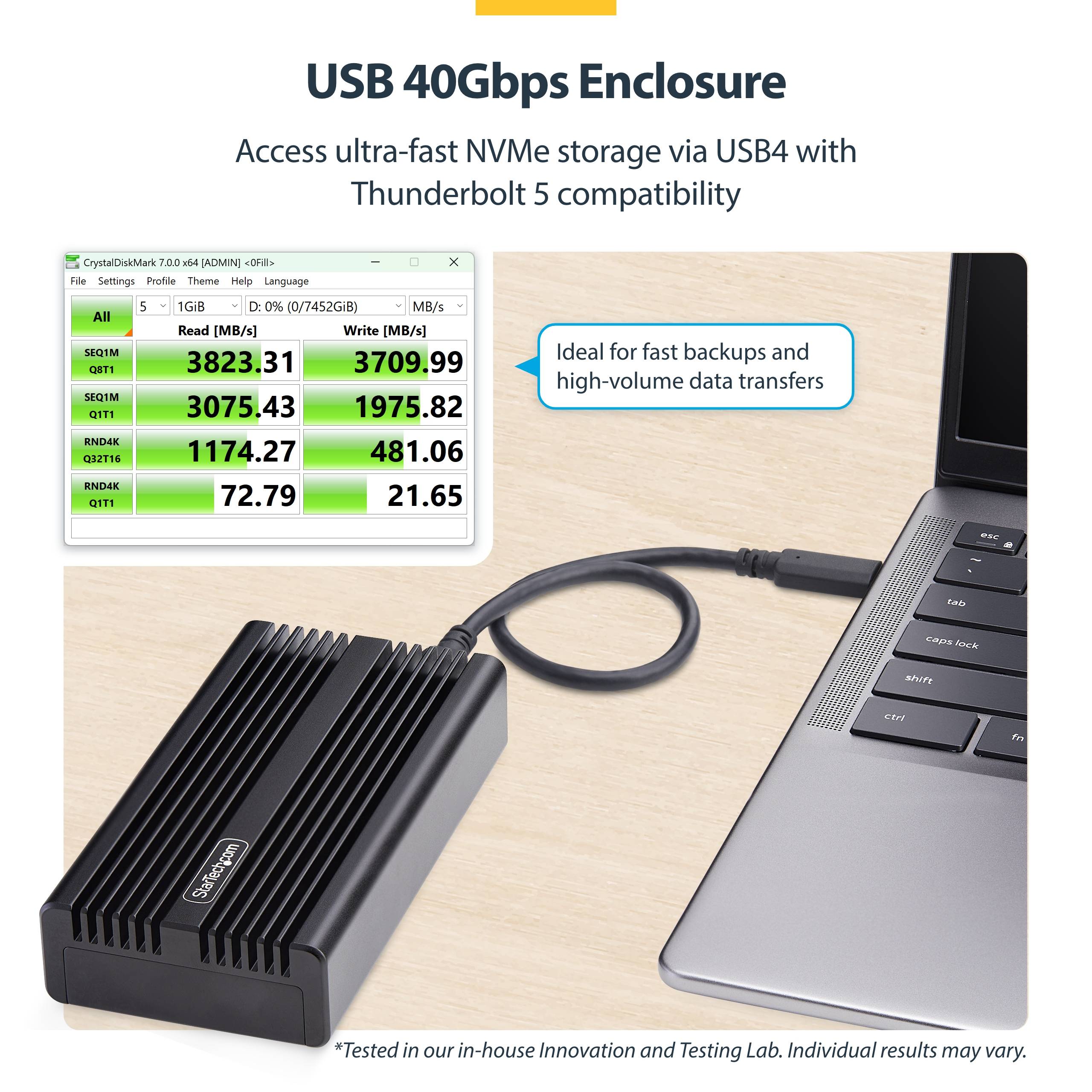 StarTech.com USB4 M.2 NVMe Enclosure SSD STARTECH.COM USB4m.2 Gehäuse 40Gbps Externes USB-C Thunderbolt-1