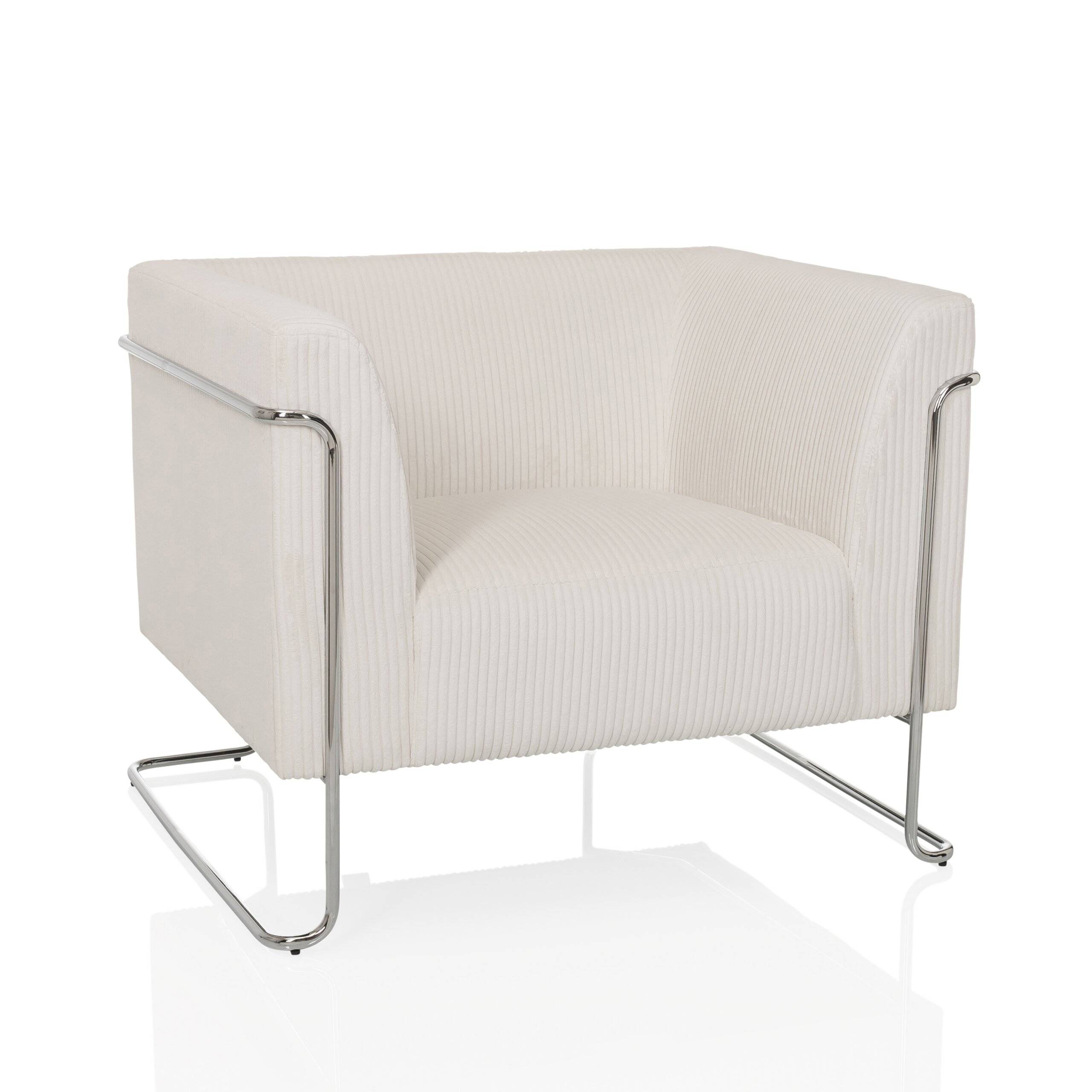 Loungesessel Curacao Cord 1-Sitzer Stoff weiß hjh OFFICE-0