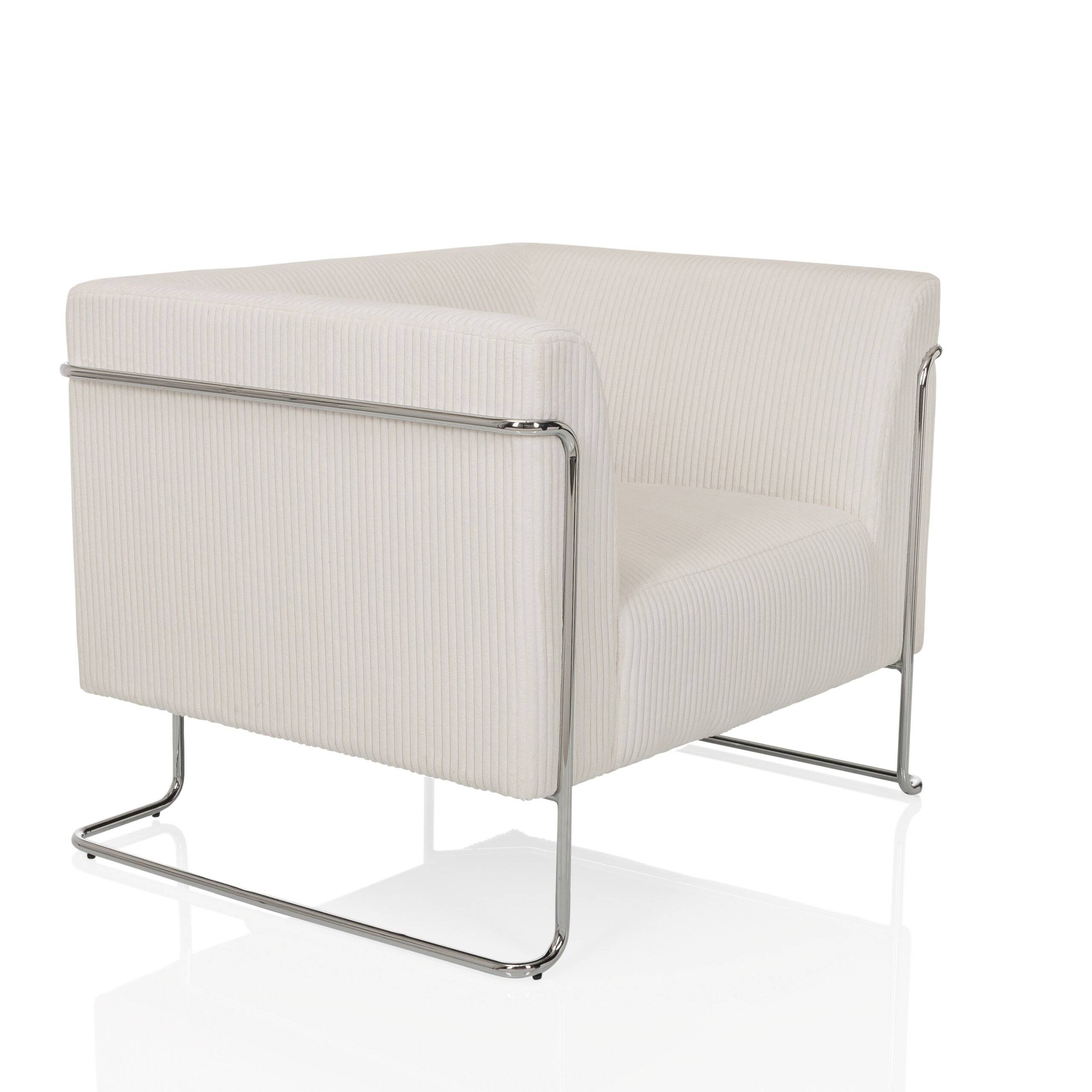 Loungesessel Curacao Cord 1-Sitzer Stoff weiß hjh OFFICE-4