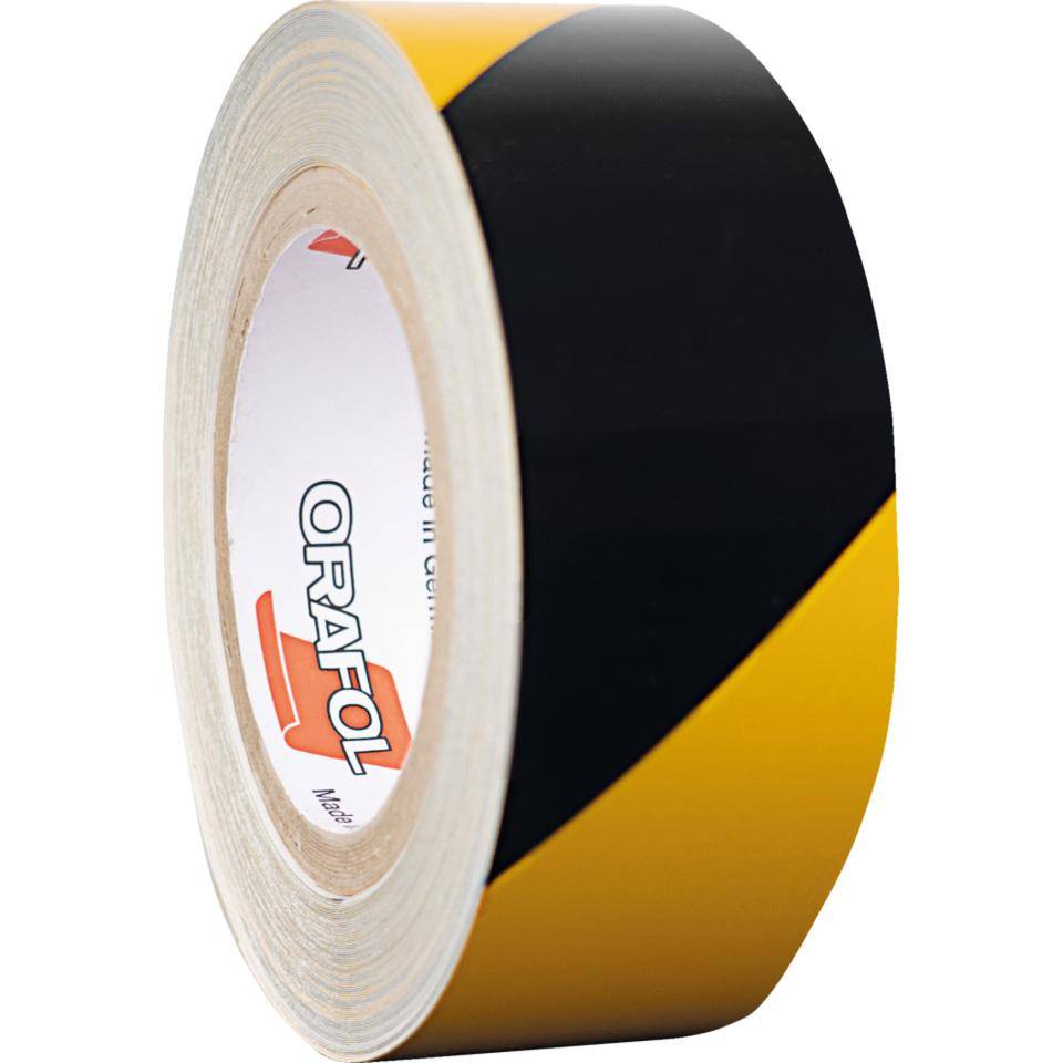 ORALITE® Reflexfolie, linksweisend, teilreflektierend, gelb/schwarz, 50mm, 25m/Rolle-0